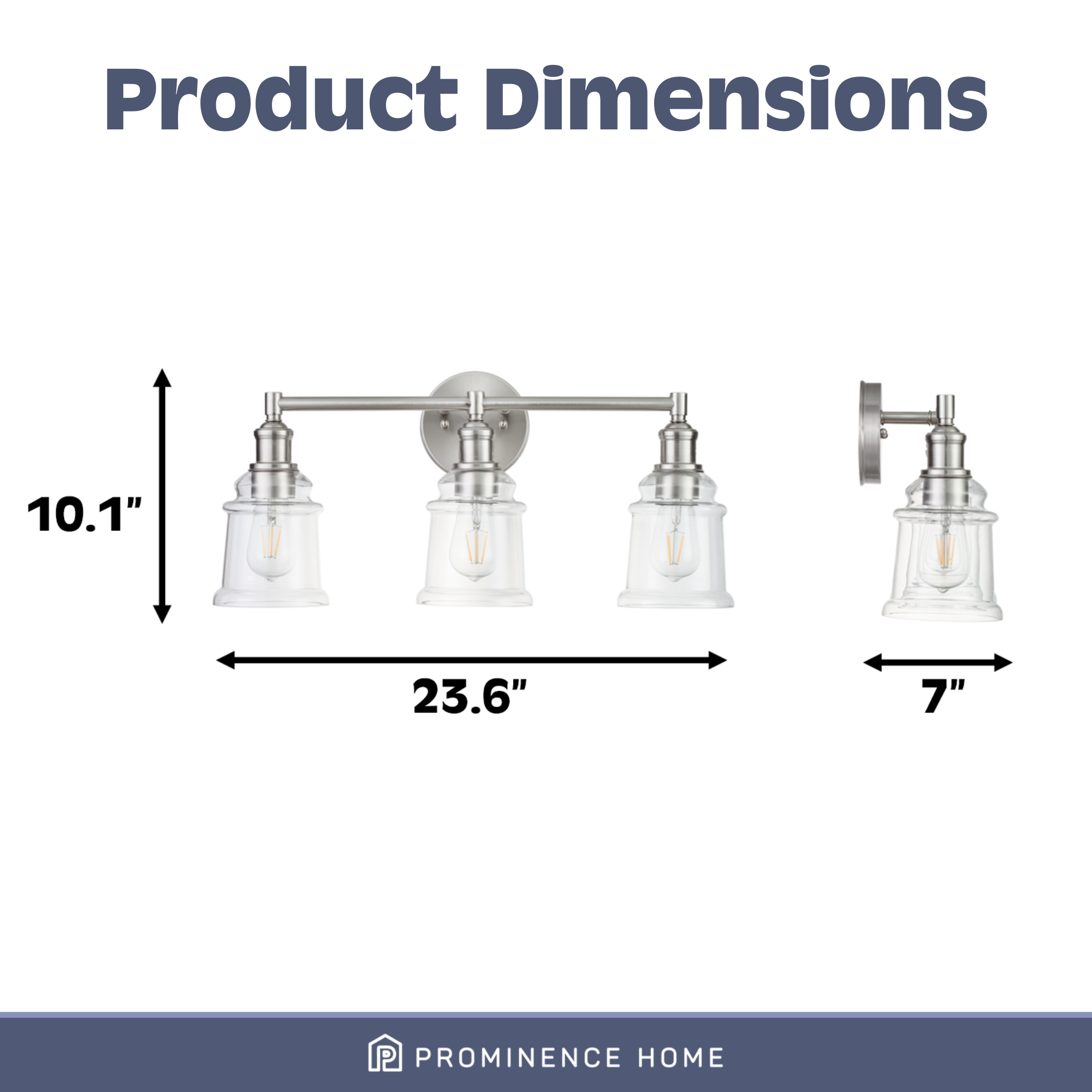 Eaton Ridge Brushed Nickel Vanity Light - 3-Light Bathroom Wall Sconce for Bedroom & Dressing Room Makeup Mirror Lighting