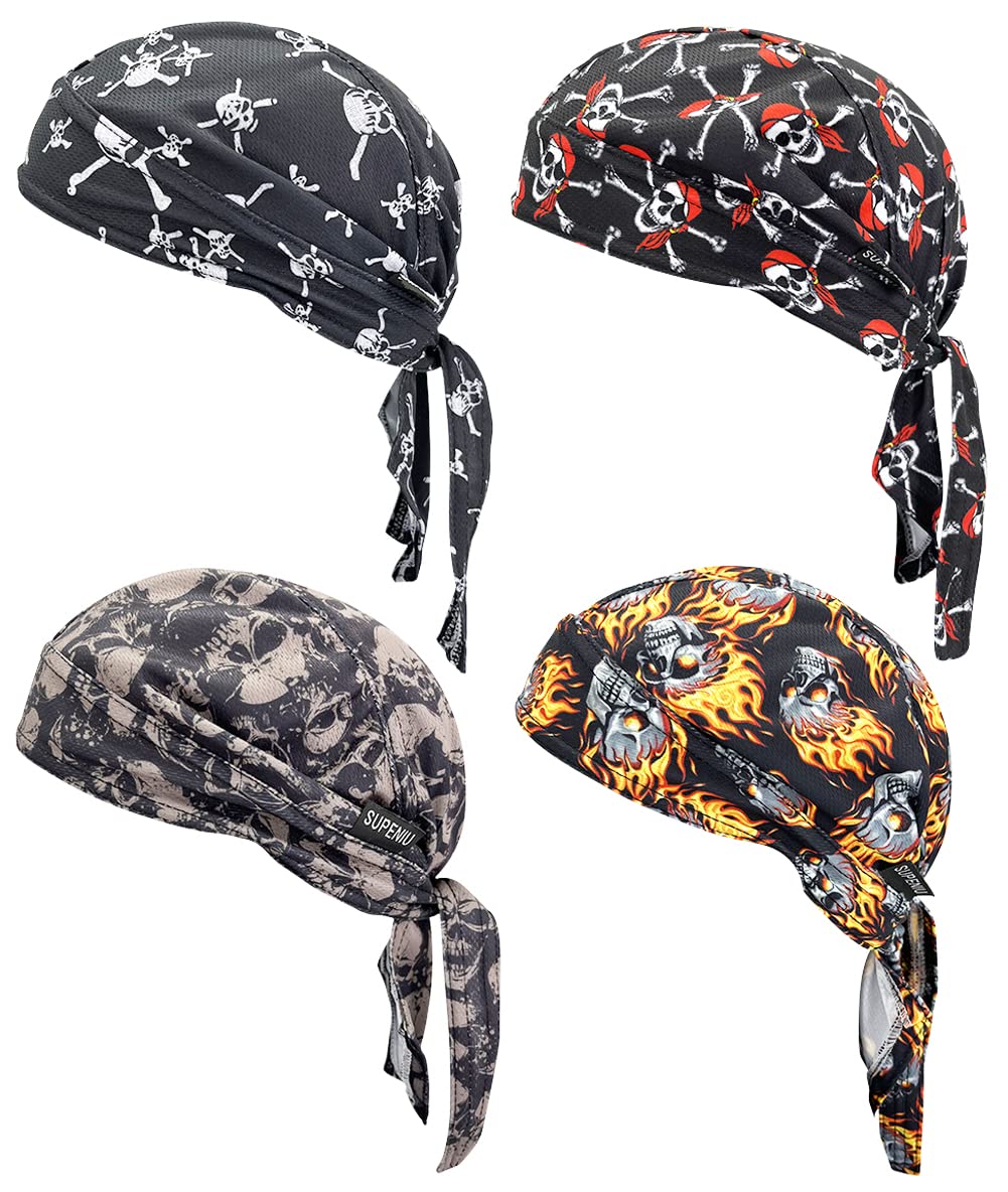 Stylish Doo Rags & Beanie Hats - Unisex Skull Caps, Dew Rags & Bandana Helmet Liners for Motorcycle, Cycling & Outdoor Activities - Breathable Headwraps for Men & Women