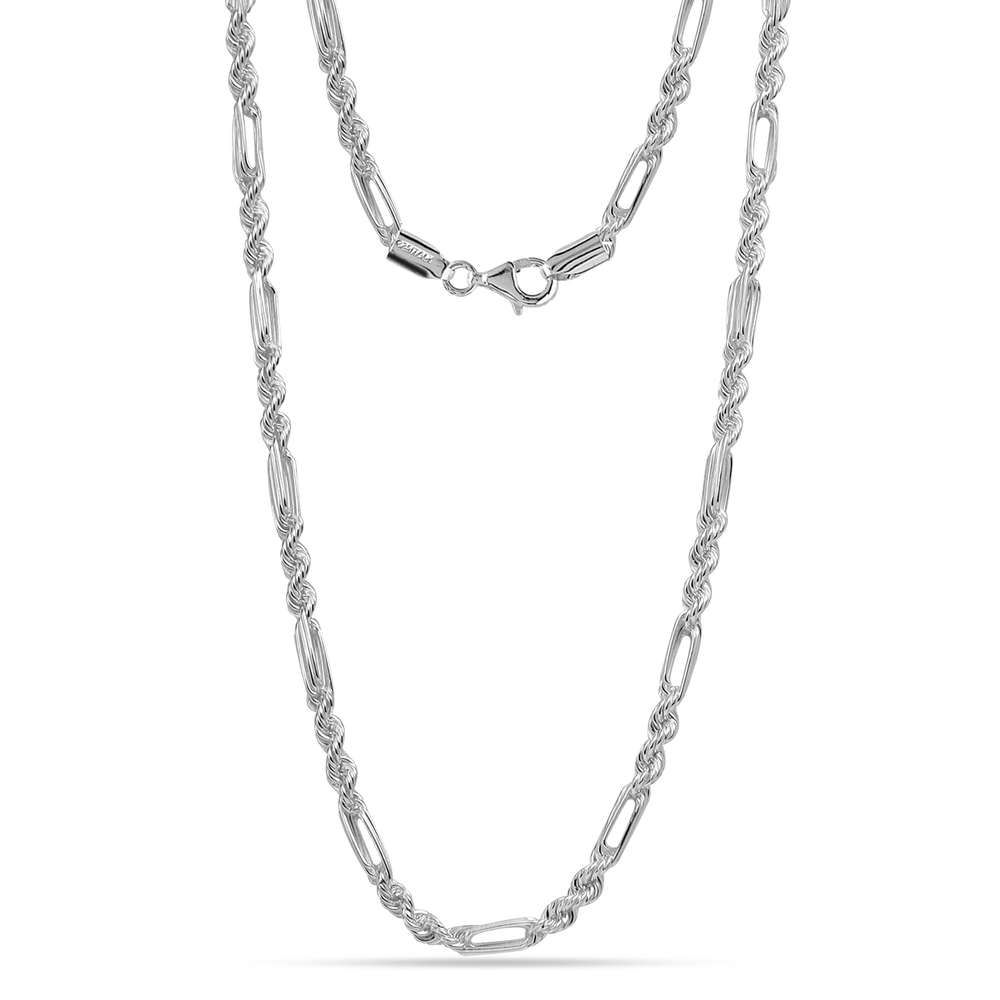 LeCalla 925 Sterling Silver Figaro Chain Necklace for Men & Women | Italian 3.5mm Handmade Milano Rope Jewelry (18, 20, 22, 24 Inches) - Perfect for Gifts, Weddings & Everyday Wear