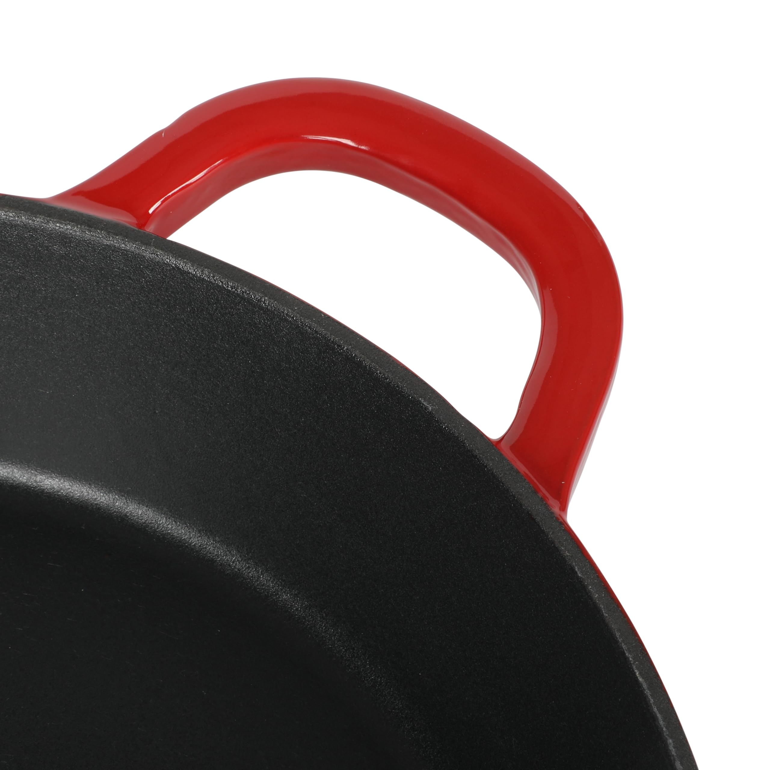 Premium 12 Inch Enameled Cast Iron Skillet - Gradient Red Dutch Oven for Baking, Roasting & Searing - Perfect for Stovetop, Oven & Camping - Durable European Style Cookware