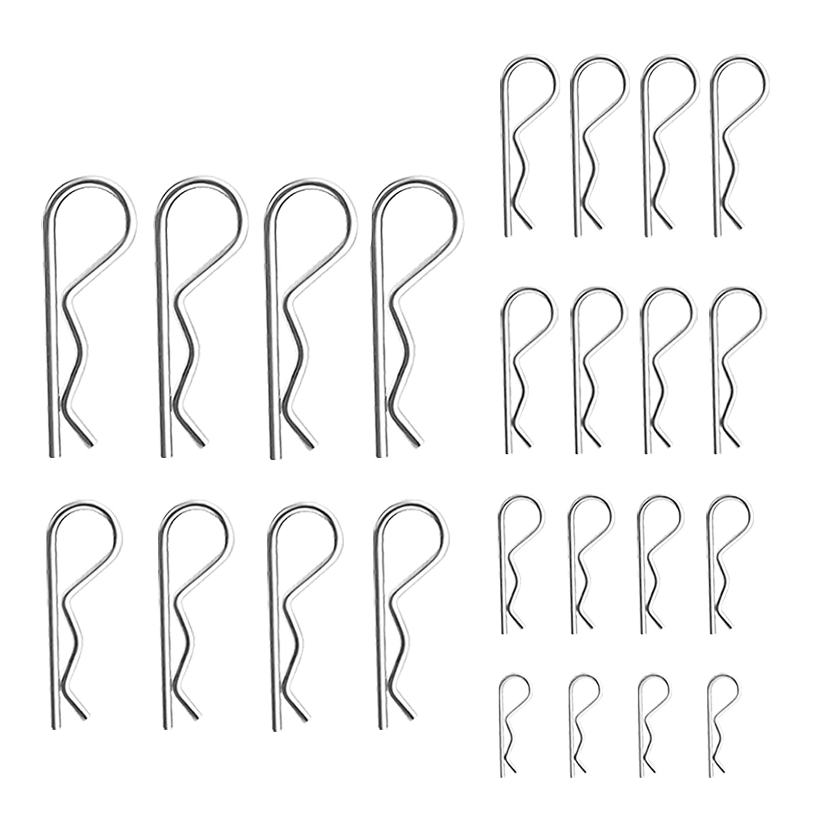 24 PCS Heavy Duty Zinc Plated Cotter Pin & R Clip Assortment Kit - Spring Fasteners for Automotive, Machinery & Hitch Pins - Durable Hardware for DIY, Repair & Industrial Use