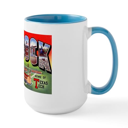 White/Blue Inside - Lubbock Texas Greetings Large Mug