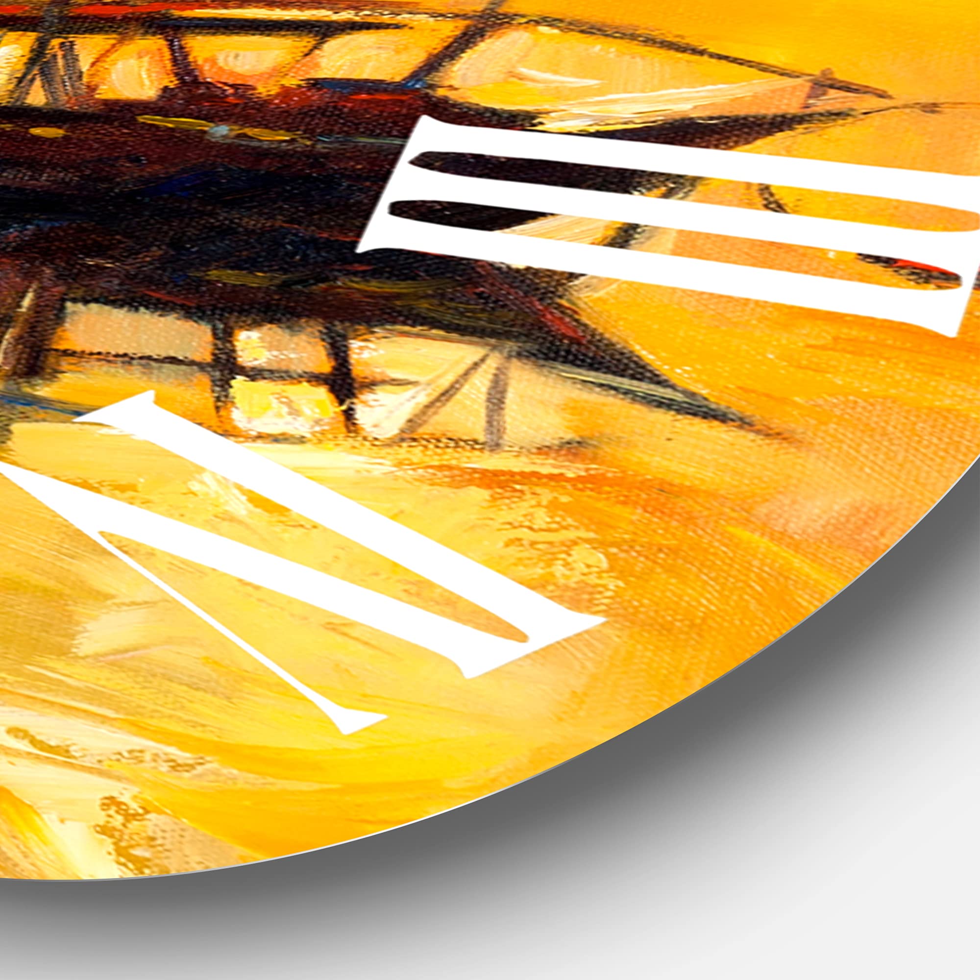 DesignQ Nautical Coastal Wall Clock - Large Sunset Boat Ocean Horizon Decor for Kitchen, Living Room, Bedroom & Office | Nature Landscape Wall Art