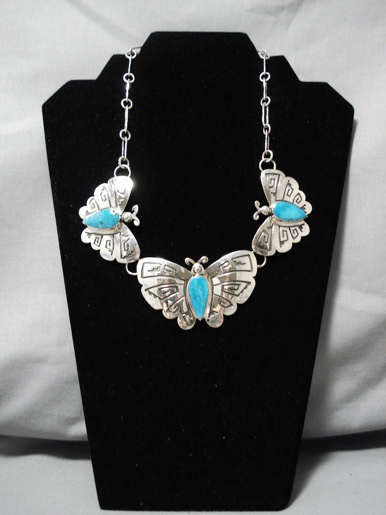Vintage Native American Navajo Teardrop Turquoise Necklace - Handmade Sterling Silver Jewelry with Genuine Turquoise Stone - Perfect for Boho Fashion, Gift Giving & Special Occasions