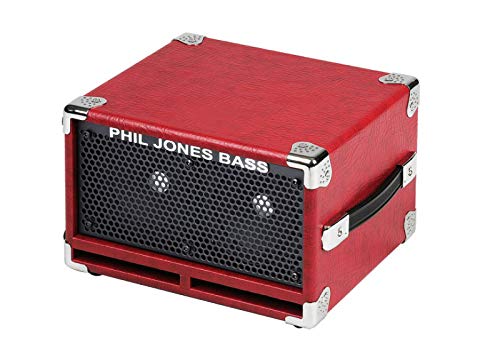 Phil Jones Compact 2 Bass Cabinet - 200W Portable Bass Amp for Electric Bass Guitar | Perfect for Small Gigs, Studio Recording & Home Practice (Red)