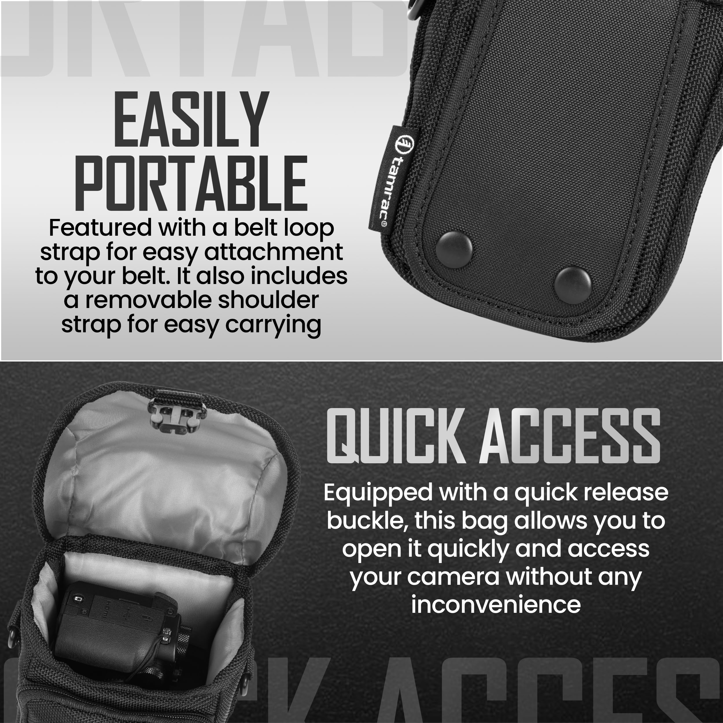 Tamrac Pro Compact 2 Camera Bag for DSLR & Mirrorless Cameras - Small Crossbody Photography Case Compatible with Canon, Nikon, Fuji - Waterproof & Durable Black Camera Carrying Bag for Travel, Hiking & Street Photography