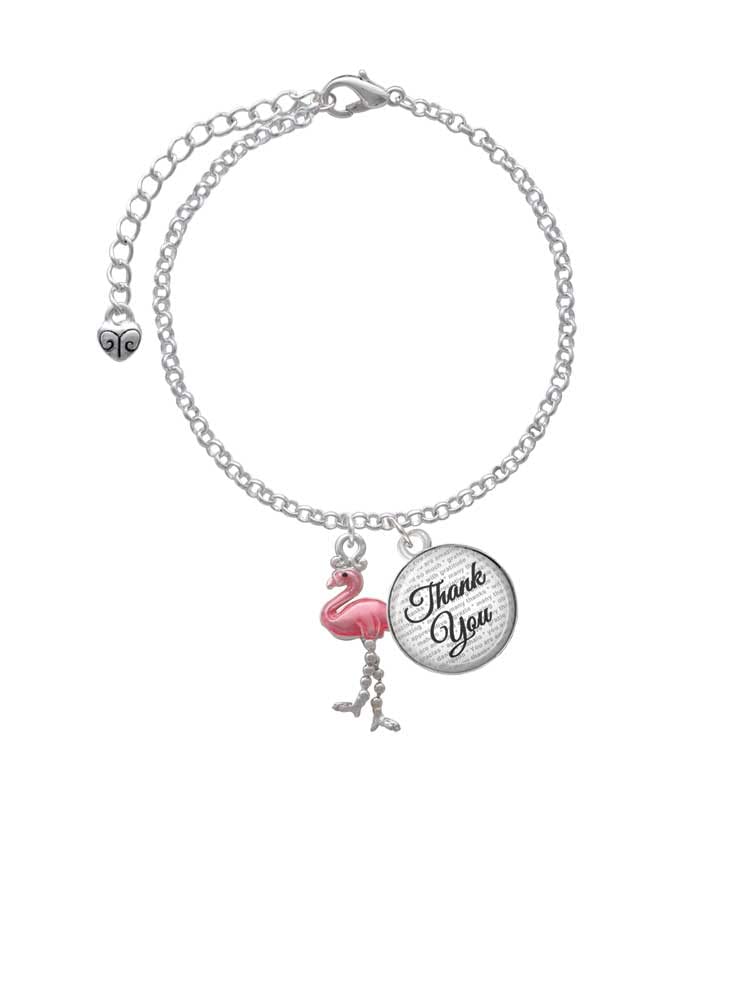 Delight Jewelry Silvertone Flamingo Charm Bracelet with Dangle Legs - Adjustable 6