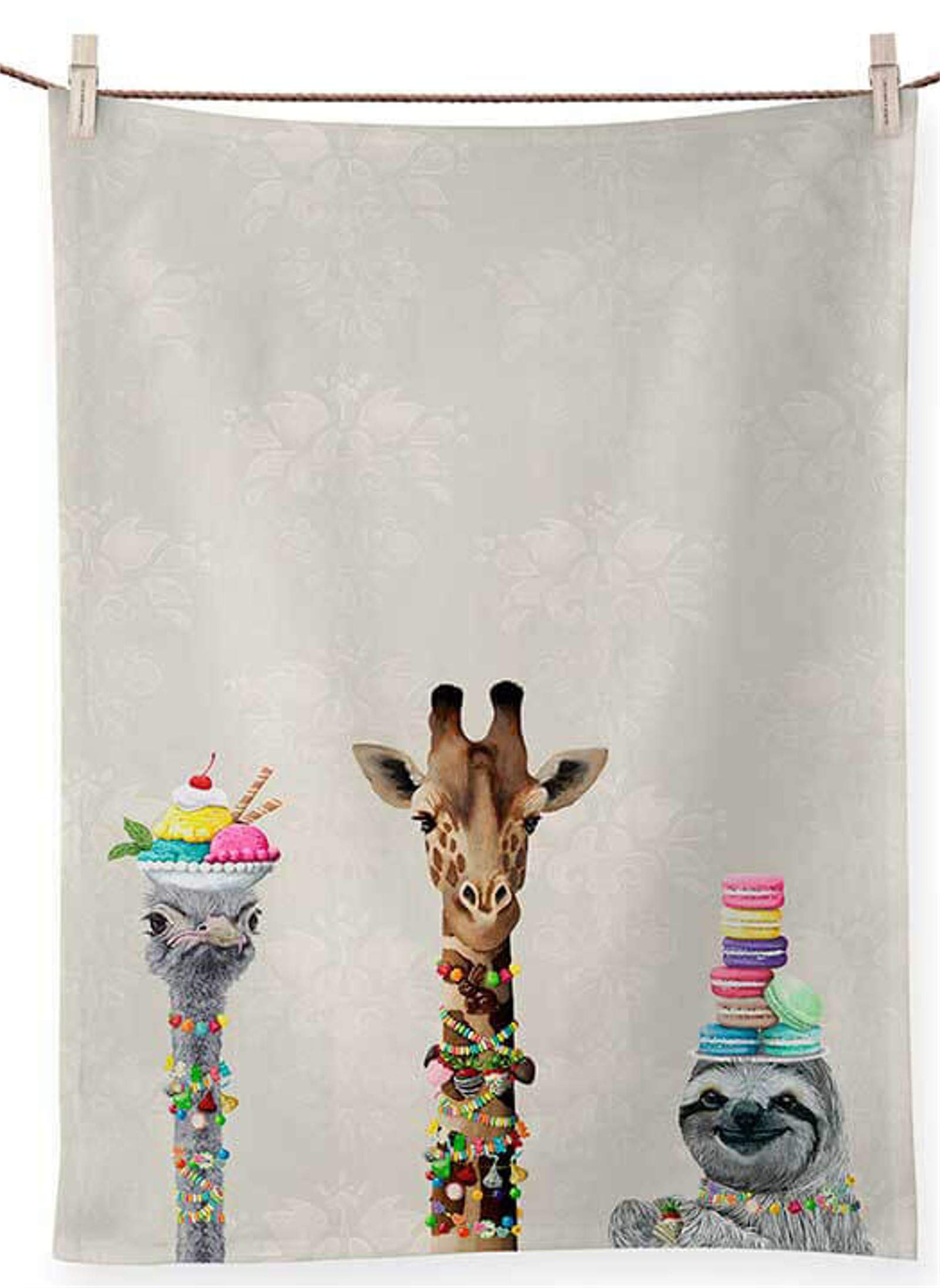 GreenBox Art & Culture NB78017 Cheetah Print Cinema Snacks Tea Towel - 21x28 Inches Multi-Color Cotton Kitchen Towel for Movie Nights, Popcorn Parties & Retro Kitchen Decor