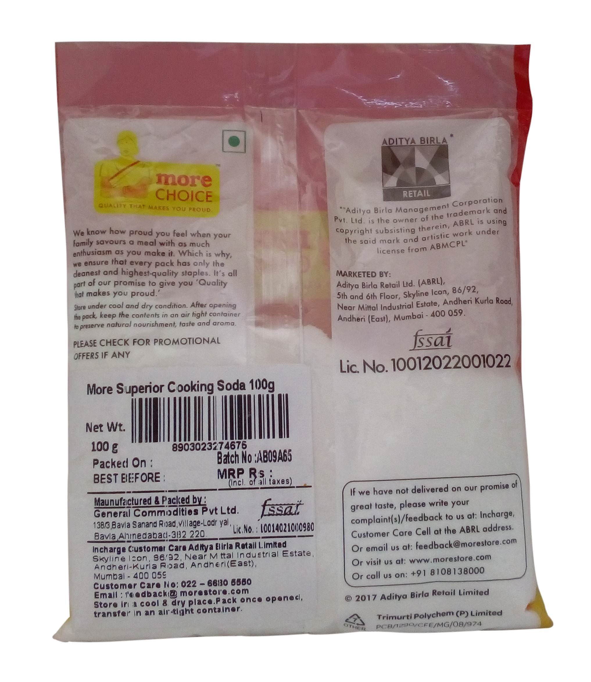More Choice Baking Soda, 100g - Pure & Natural for Cooking, Cleaning & Deodorizing - Perfect for Baking, Kitchen Cleaning & Refrigerator Freshening