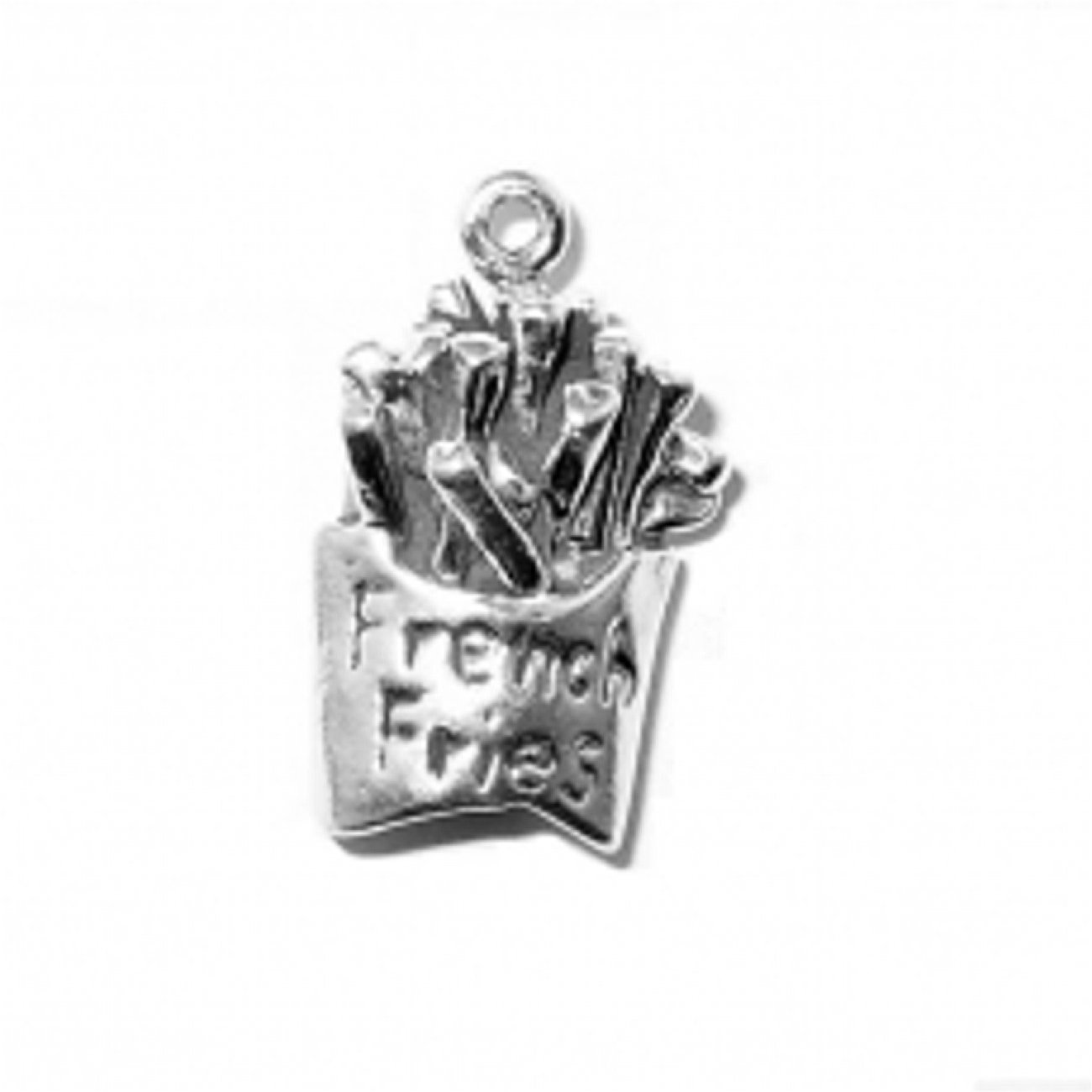 Sterling Silver 1.5mm Box Chain Necklace with 3D French Fries Pendant for Men & Women - Perfect for Fast Food Lovers, Gift Giving and Casual Wear
