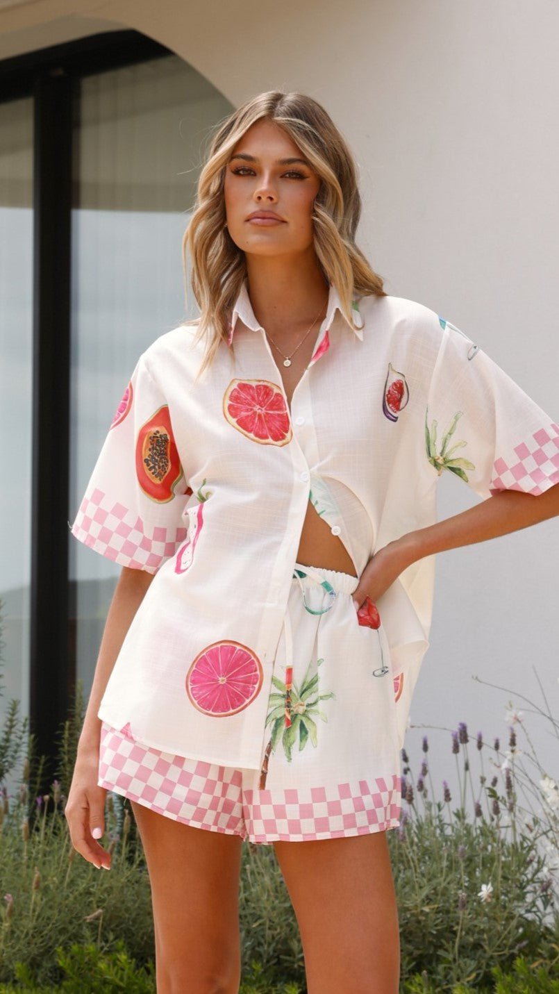 Greek Style Button Up Shirt and Shorts Set for Men - Summer Casual Outfit - Perfect for Beach Vacation, Party and Outdoor Activities