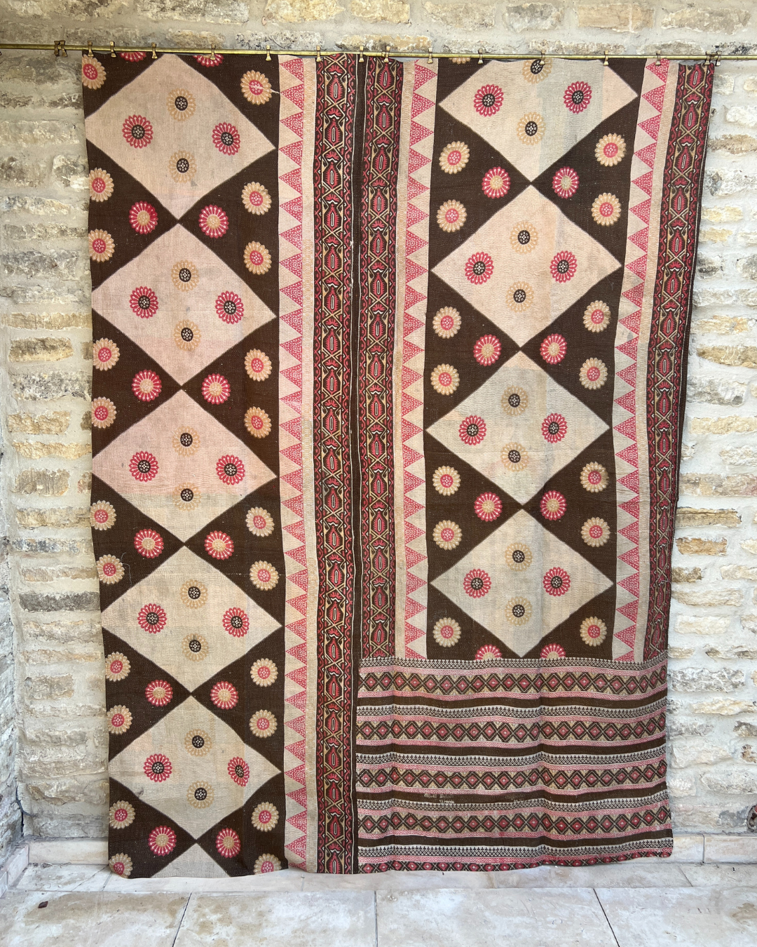 Midweight Kantha Quilt No. 795 - Handmade Cotton Throw Blanket for Bed, Sofa & Home Decor - Perfect for Cozy Nights, Boho Style & Gift Giving