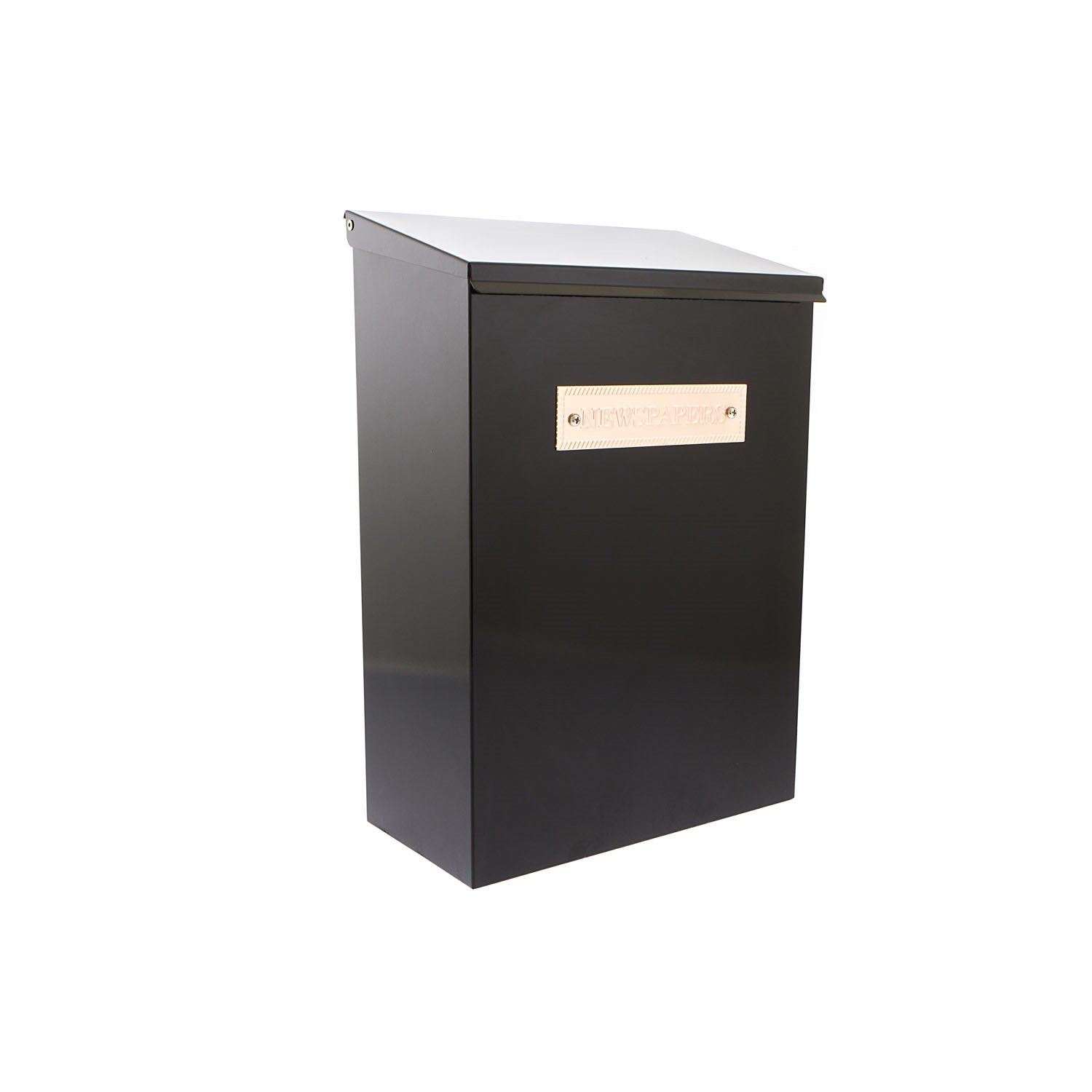 Premium Sterling Thames Steel Newspaper Box in Black - Durable Outdoor Newspaper Holder for Home, Office, or Business Use