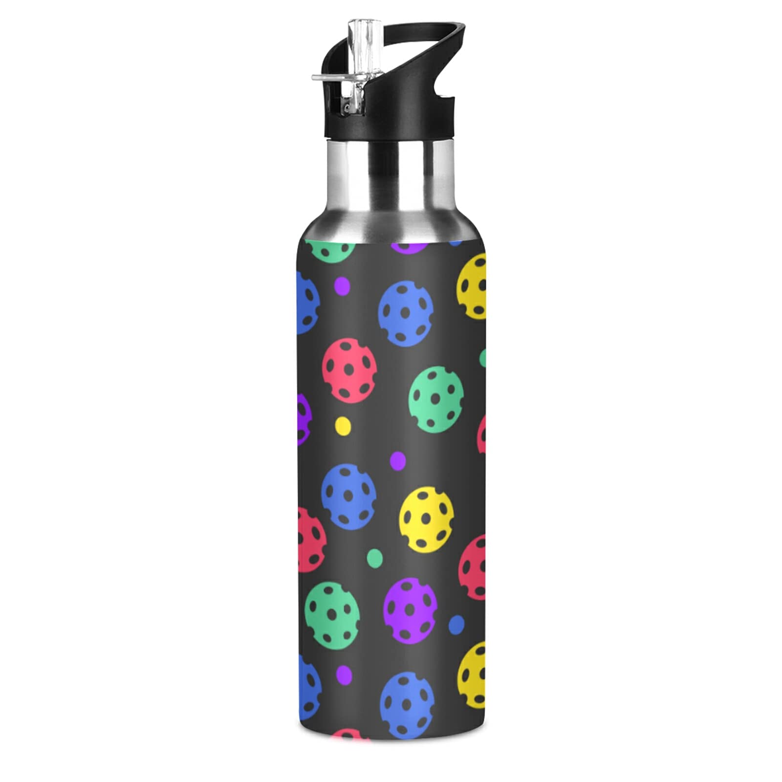 **Insulated Stainle Steel Water Bottle 20 oz - Double Wall Vacuum, Straw Lid, Leakproof - Perfect for Pickleball, Gym, Hiking & Outdoor Sports**