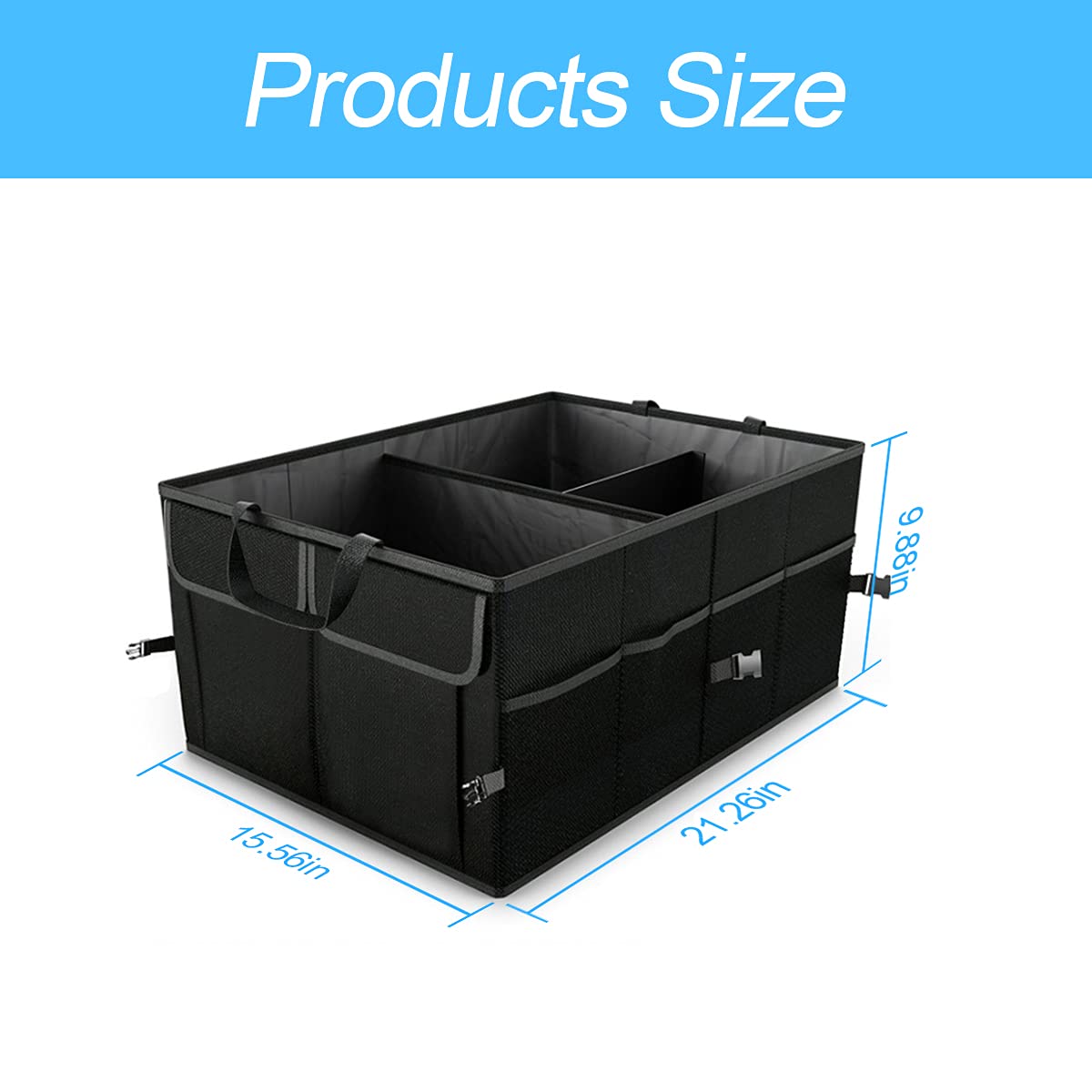 Collapsible Car Trunk Organizer - Large Capacity Storage Box for Cars, SUVs & Trucks | Portable Vehicle Cargo Organizer for Travel, Groceries & Road Trips