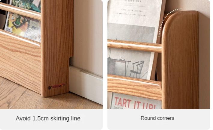 Solid Oak Wood Wall-Mounted Ultra-Thin Bookshelf - Modern Floating Shelf for Living Room, Bedroom, or Office Storage & Display