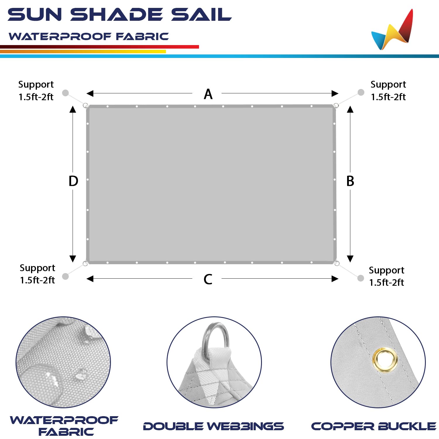 7' x 25' Waterproof Sun Shade Sail - UV Blocking Outdoor Canopy Cover for Patio, Backyard, Garden & Deck - Light Gray - Perfect for Pergola Shade & Summer Sun Protection