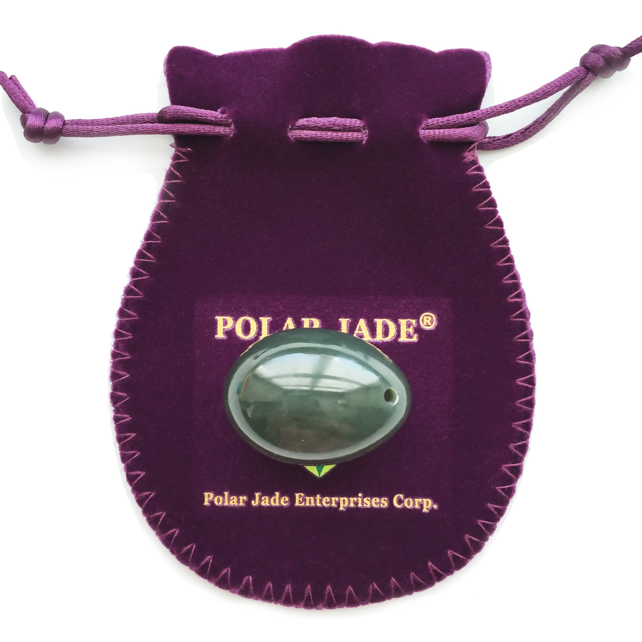 Authentic Nephrite Jade Egg - 35x25mm Drilled Yoni Egg for Pelvic Floor Exercise & Intimate Wellness by Polar Jade - Perfect for Yoga, Meditation & Holistic Healing