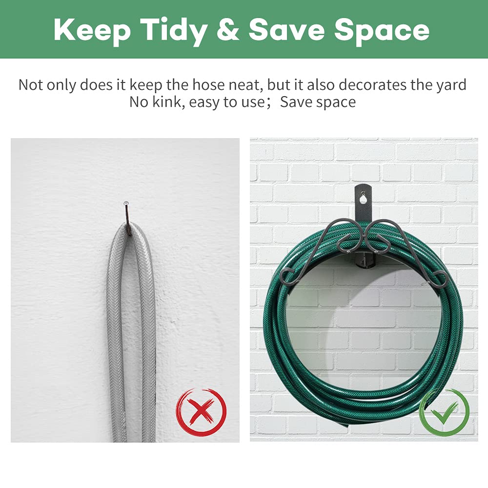 Heavy Duty Wall Mount Garden Hose Holder - Outdoor Metal Water Hose Hanger for 145ft 5/8'' Hose Storage - Perfect for Garage, Yard, and Garden Organization