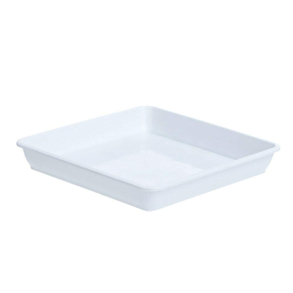 Durable White PP Plastic Plant Saucer - 22 x 22cm Square Flower Pot Tray for Indoor & Outdoor Garden Use - Perfect for Potted Plants, Balcony Decor, and Water Drainage Protection