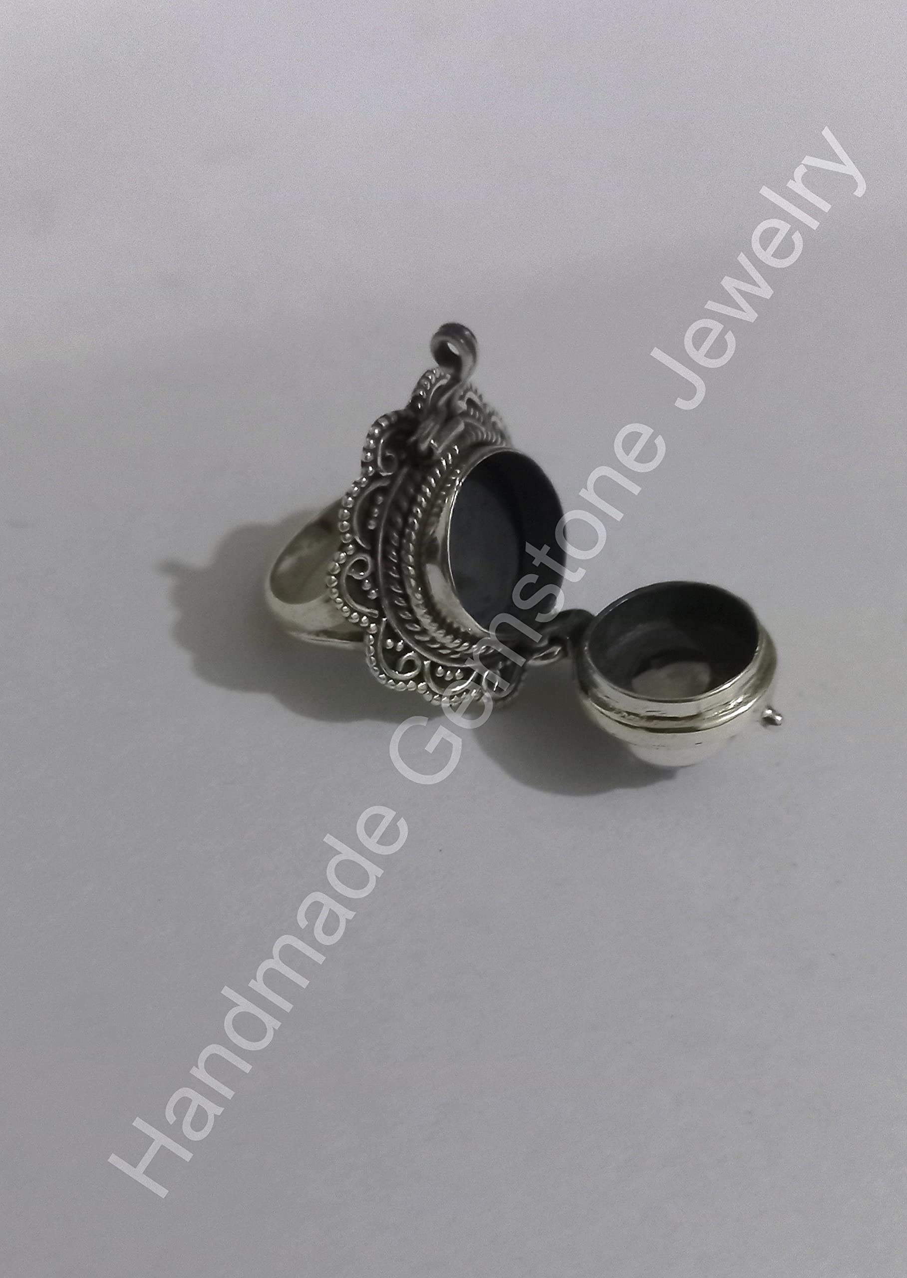Rainbow Moonstone Poison Box Ring - Blue Flash Moonstone Gemstone Jewelry, Handmade Openable Designer Ring for Women, Unique Christmas Gift for Her, Perfect for Parties, Engagements & Special Occasions