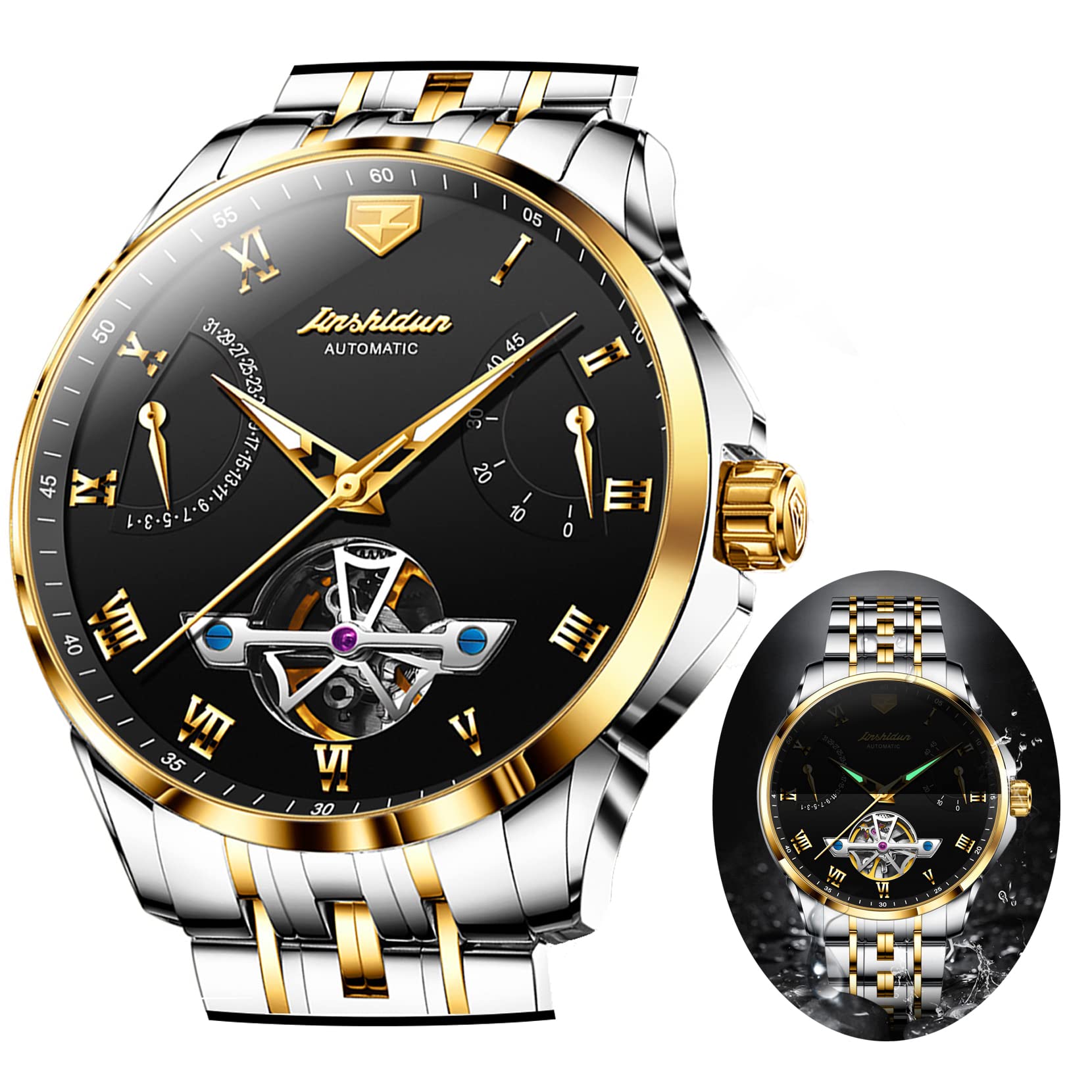 Automatic Skeleton Mechanical Watch for Men - Luxury Hand-Winding Wristwatch with No Battery - Perfect for Business, Formal Occasions & Gift Giving