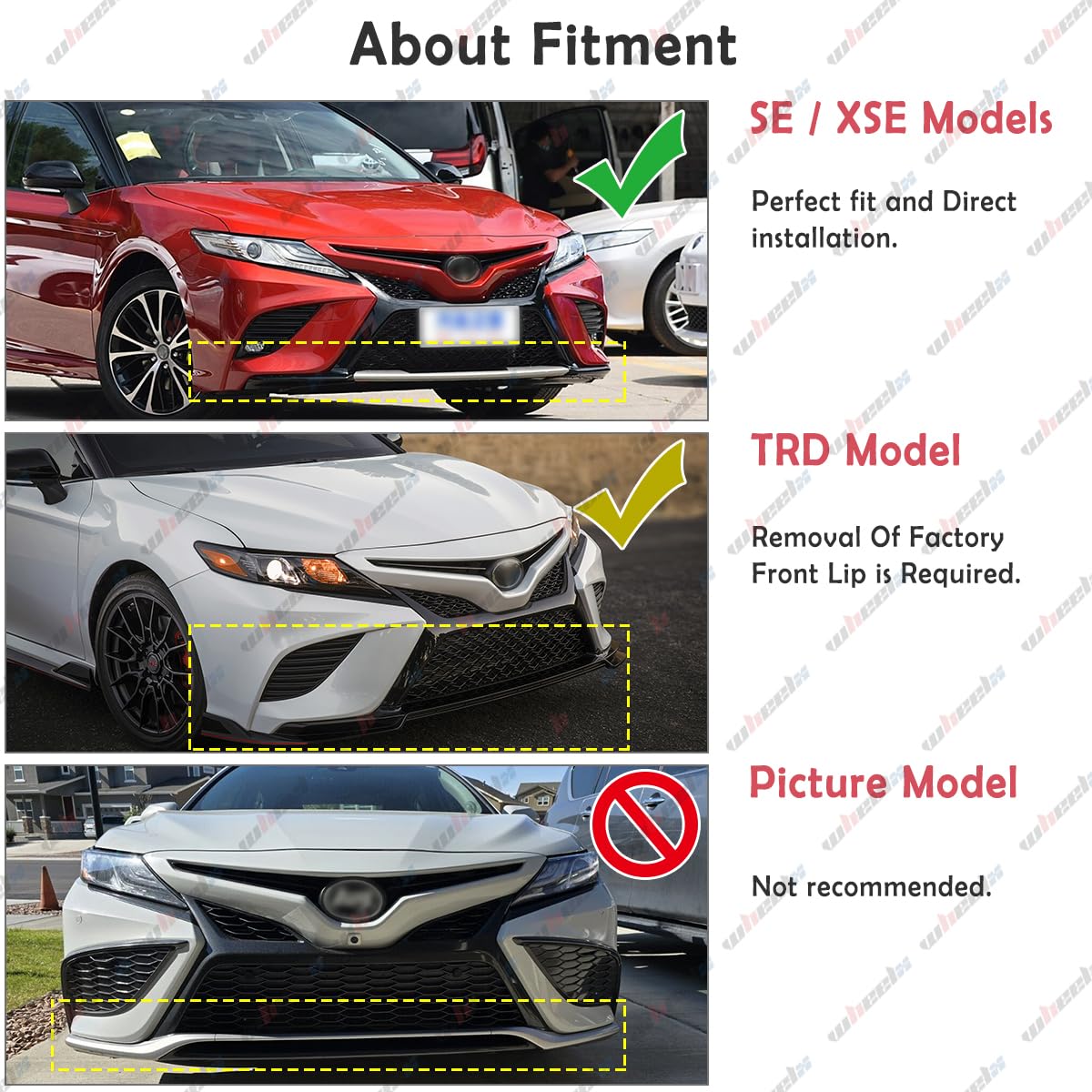 Yofer Style V2 Front Bumper Lip Spoiler Splitter for 2018-2024 Toyota Camry SE/XSE/TRD - Carbon Fiber Pattern Air Dam & Lower Chin Spoiler Body Kit - Enhance Style & Protection for Street & Track Driving