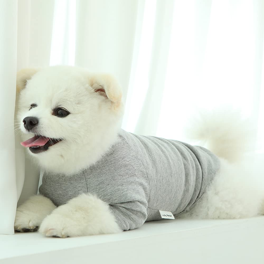 Soft Cotton Dog Shirt for Small Dogs - Gray Pet Tee for Daily Walks