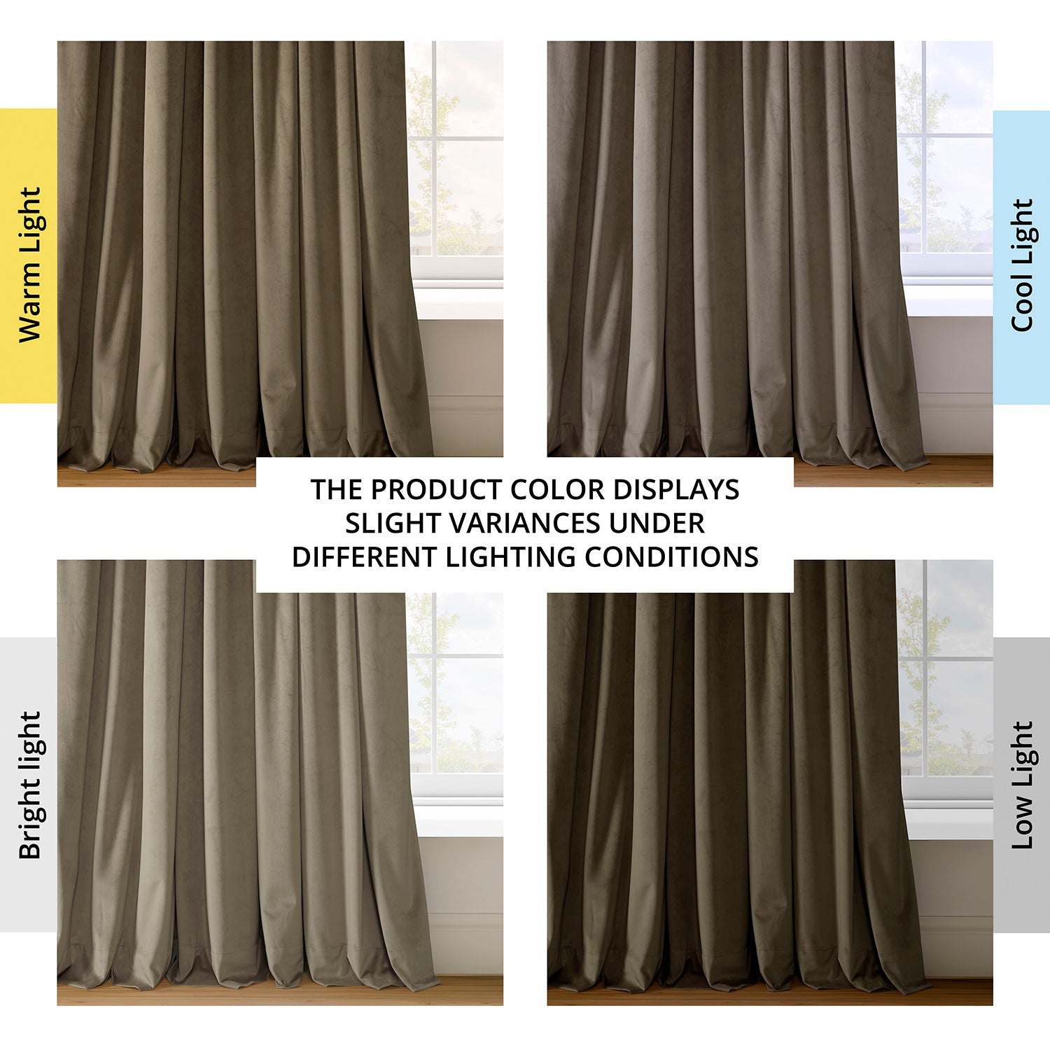 Denver Taupe Signature Velvet Blackout Curtains - Thermal Insulated Room Darkening Drapes for Bedroom, Living Room & Nursery - Noise Reducing Window Treatment for Better Sleep & Privacy