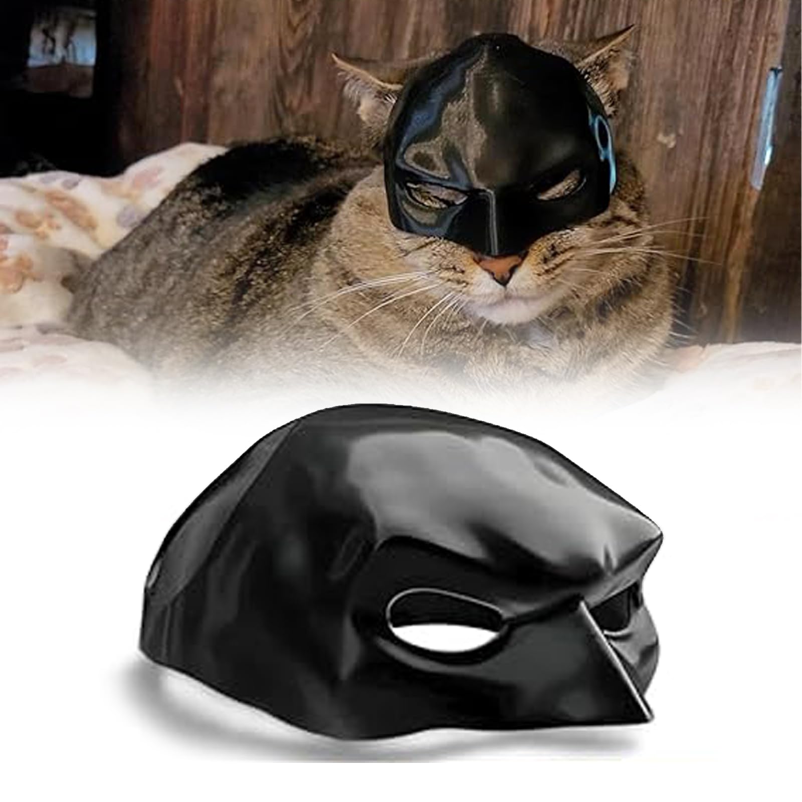 Bat Cat Mask for Halloween - Black Cat Bat Costume Accessory, Funny Pet Cosplay for Cats, Perfect for Halloween Parties & Everyday Play (1 Piece, 4.3 Inches)