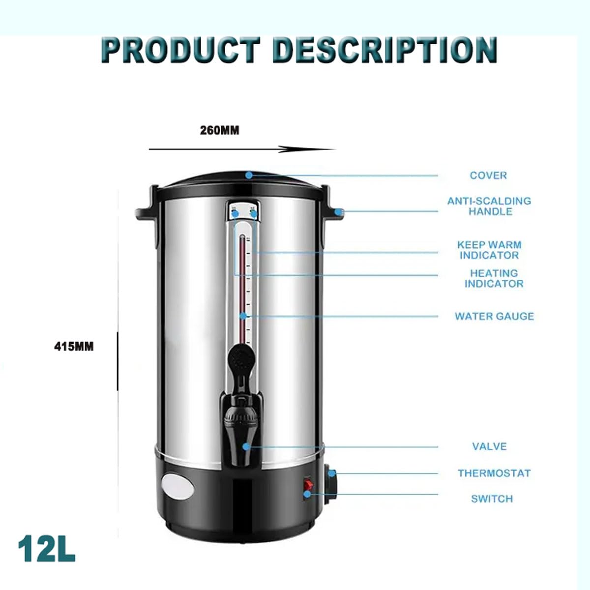 JOSBY 12L Stainless Steel Paraffin Wax Warmer Heater - 1500W Commercial Electric Wax Melting Pot with 86℉-230℉ Adjustable Temperature Control, Dual Layer Insulation & Dry Burn Protection - Perfect for Spa, Salon, Nail Care, Home Waxing & DIY Candle Making