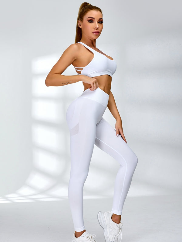 ZASUWA Women's Sexy Deep V-Neck Backless Tracksuit - Stylish Workout & Lounge Outfit for Yoga, Gym, and Casual Wear