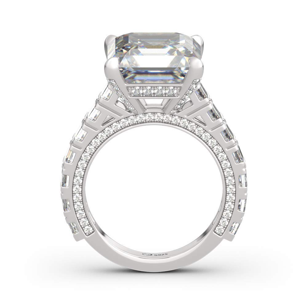 Jeulia Sterling Silver Princess Cut Cubic Zirconia Floral Halo Wedding Ring Set for Women - Elegant Promise, Engagement & Anniversary Band - Perfect for Bridal, Vow Renewal & Special Occasions