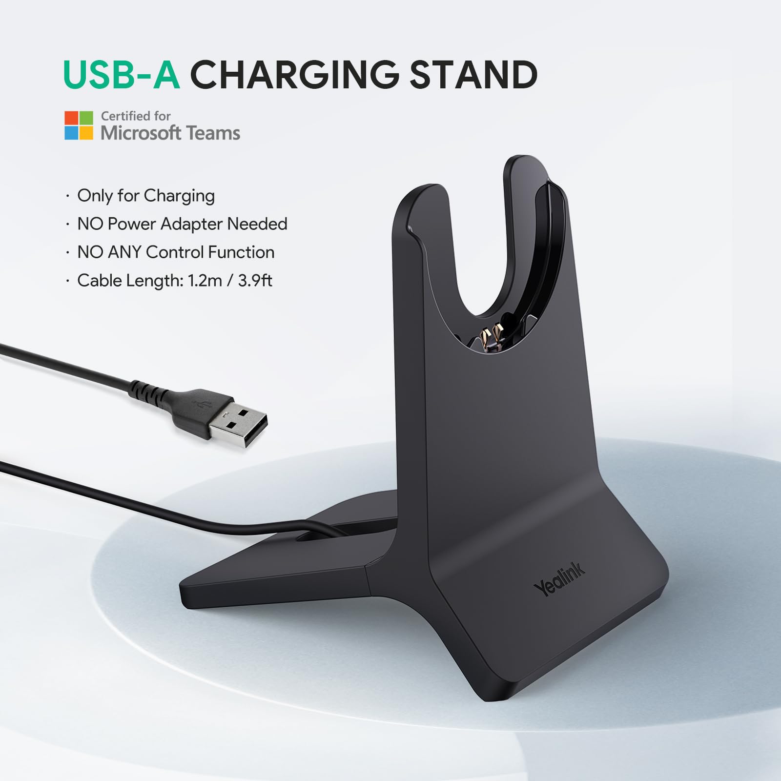 Yealink BHC70 Charging Stand for BH70 Bluetooth Headset & WH64 Hybrid Headset - 90min Fast Charging, USB-A Powered (No Adapter Needed) - Ideal for Office, Call Center & Remote Workstations