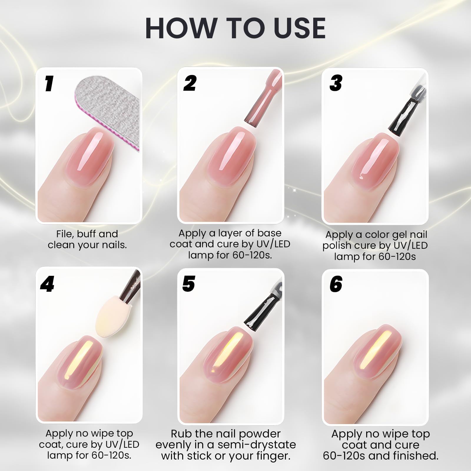 2 Pcs White Pearl Chrome Nail Powder - Iridescent Mirror Effect Aurora Magic Pearlescent Glitter Powder for Holographic Pigment Nail Art, Glazed Donut Nails Chrome Powder (Gold & Aurora White) - Perfect for Salon, DIY Manicure & Nail Art Designs