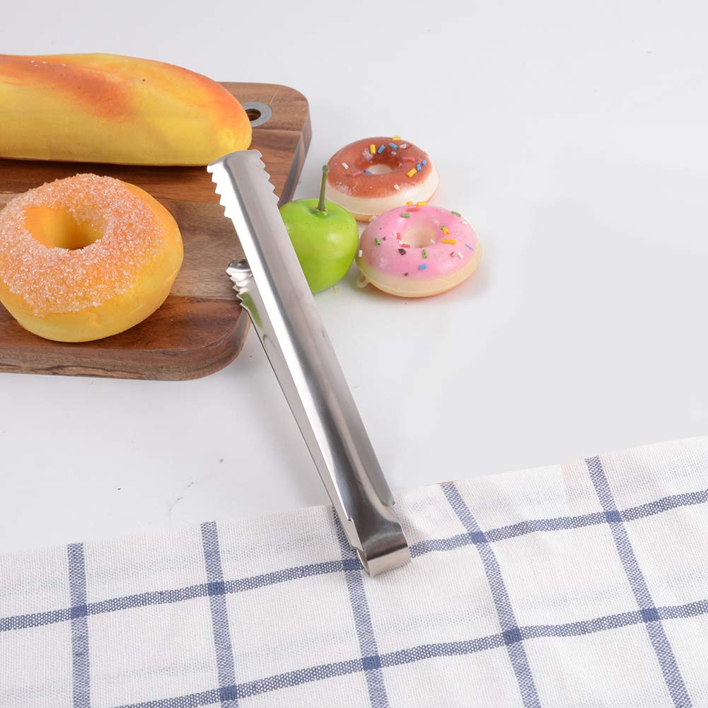 Premium Rose Gold Stainless Steel Ice Tongs - 6.5 Inch Mirror Polished Kitchen Tongs for Cocktails, Beverages, and Food Serving (Set of 2, Silver & Rose Gold) - Perfect for Bartending, Home Bars, and Party Hosting