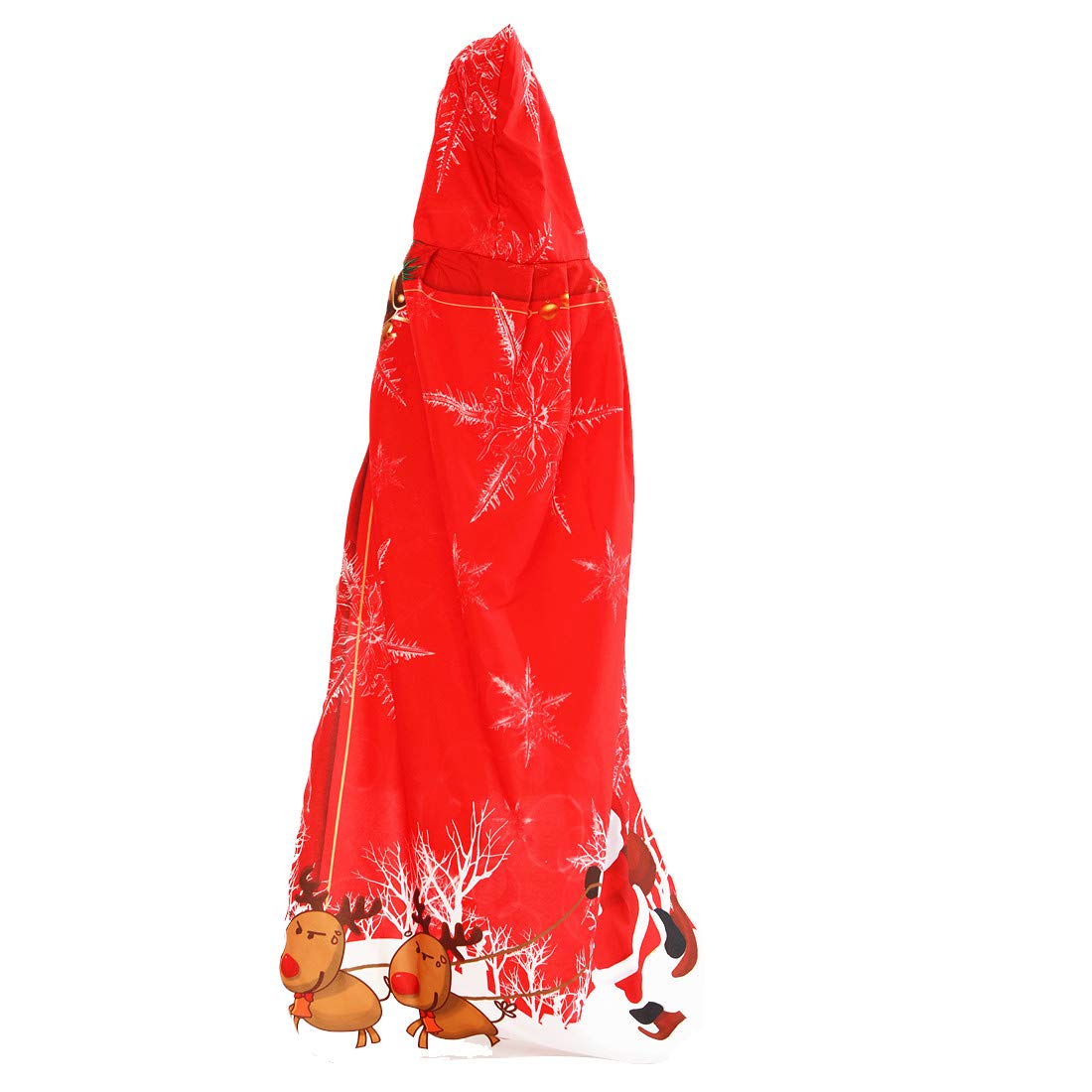 Kids Santa Claus Christmas Cloak - Deer Print Hooded Cape for Xmas Party
