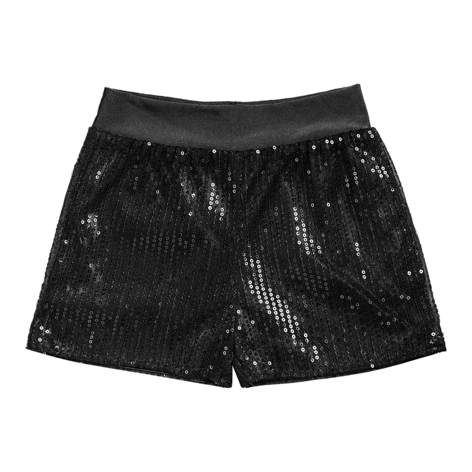 Sparkly Sequins Dance Shorts for Girls - Hip Hop Jazz Performance Costume, Athletic Yoga Tumbling Shorts for Kids - Perfect for Dance Recitals, Gym Workouts & Playtime