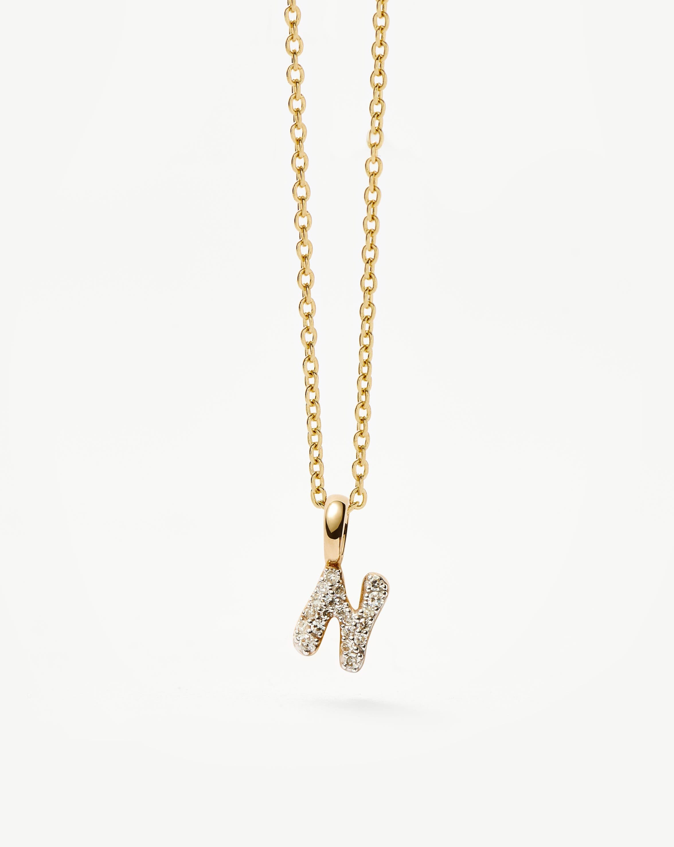 Fine Diamond Initial Mini Pendant Necklace - 14k Solid Yellow Gold Plated with Genuine Diamonds | Personalized Jewelry Gift for Women, Girls | Perfect for Birthdays, Anniversaries & Special Occasions