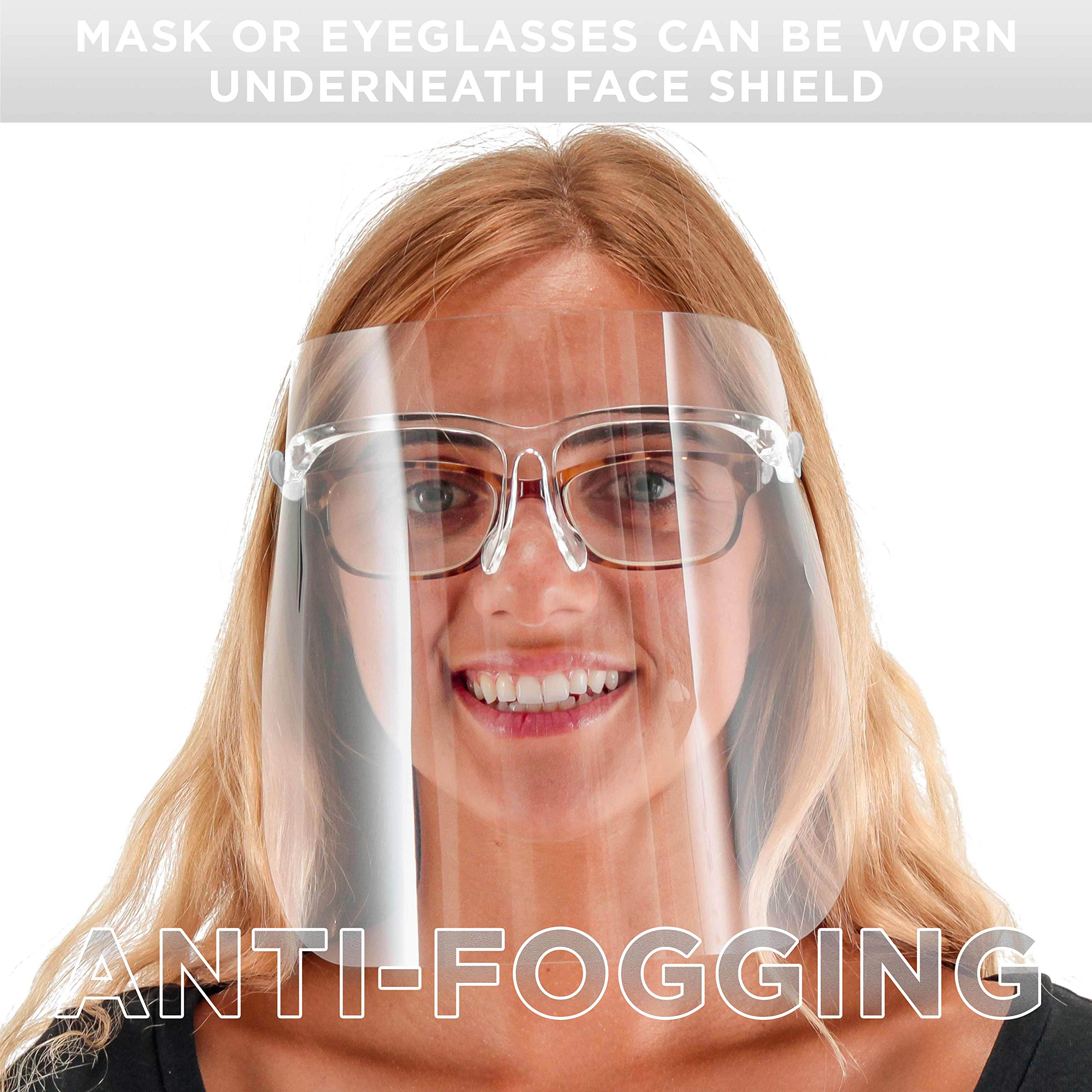 TCP Global Salon World Safety Face Shields with Clear Glasses Frames (500-Pack) - Ultra Clear Full Face Protection for Eyes, Nose & Mouth - Anti-Fog PET Plastic Shields - Ideal for Salons, Healthcare & Industrial Use