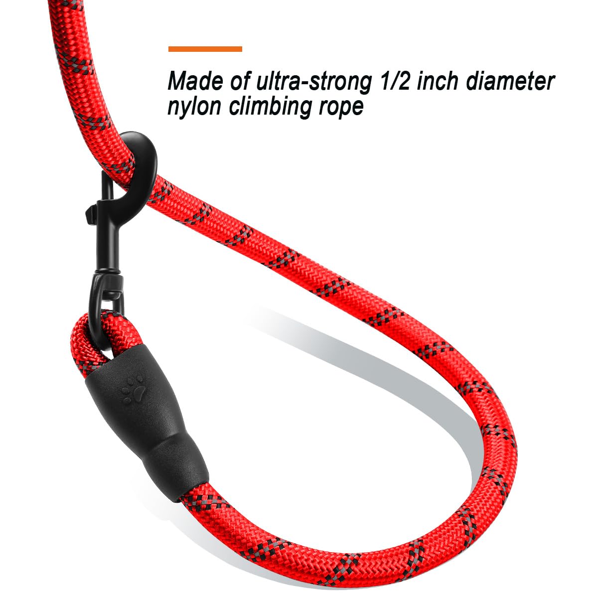 BARKBAY Heavy Duty Dog Leash 2 Pack - 5FT Strong & Durable Leashes for Large Dogs with Comfortable Padded Handle & Reflective Threads - Ideal for Walking, Training, Running & Outdoor Adventures (Red+Black)