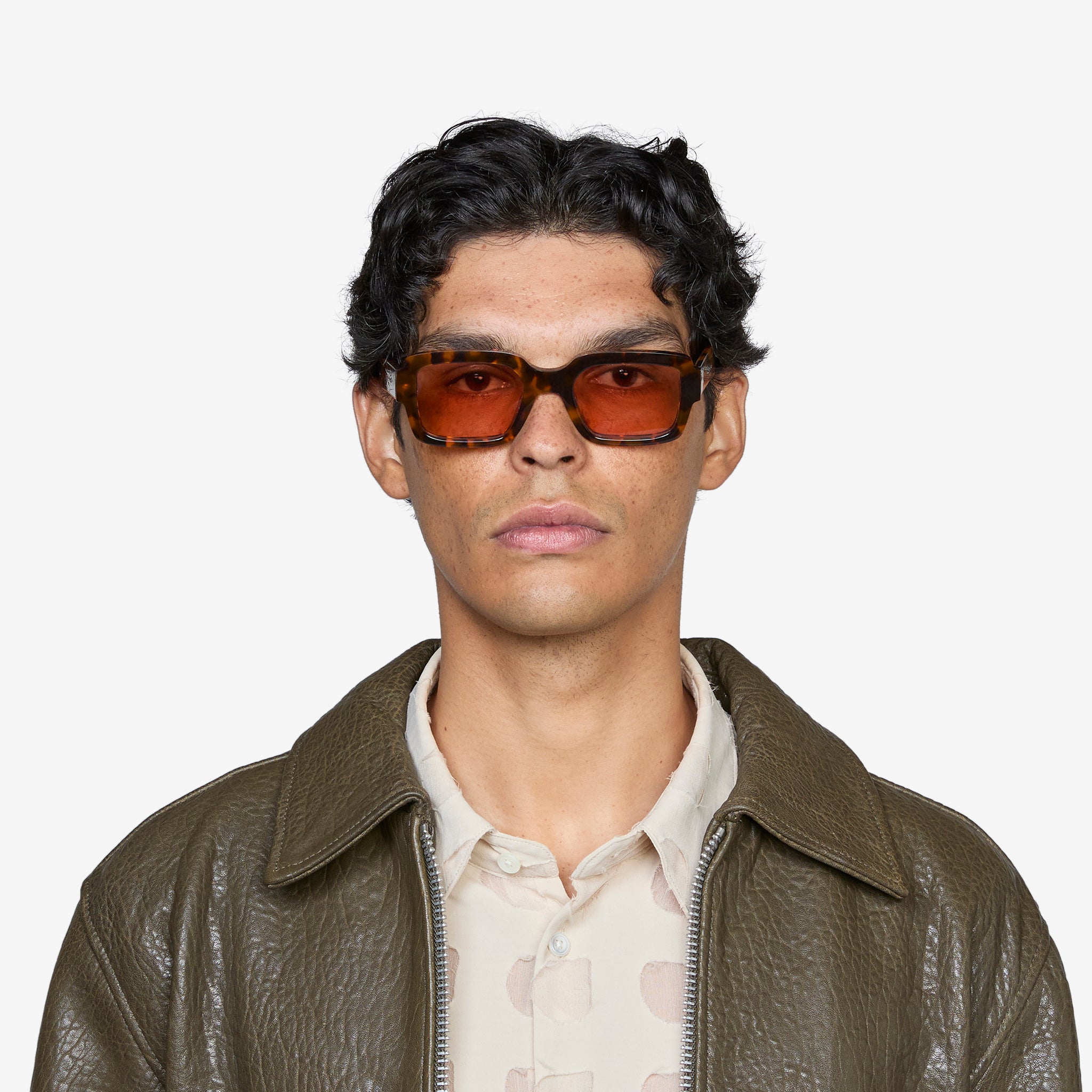 Apollo Havana Sunglasses with Orange Solid Lenses - UV Protection for Outdoor Activities, Beach, and Driving