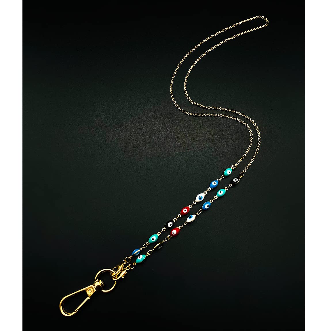 Evil Eye Lanyard for Cruise Ship Cards & ID Badges - Women's Gold Chain Necklace for Travel & Work