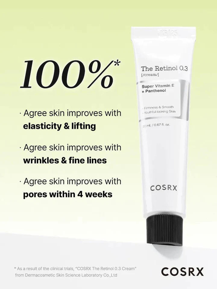 COSRX The Retinol 0.3 Cream 20ml - Anti-Aging Face Moisturizer for Wrinkles & Fine Lines - Perfect for Night Skincare Routine & Dry Skin Care