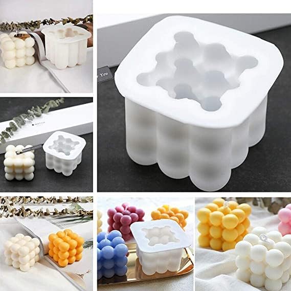 Premium Silicone Candle Molds Set of 4 - 2 Cavity Small & Large Bubble Cube Molds for DIY Candle Making, Baking, Chocolate, Soap & Resin Crafts - Perfect for Home Decor, Wedding Favors, Spa Gifts & Relaxation Therapy