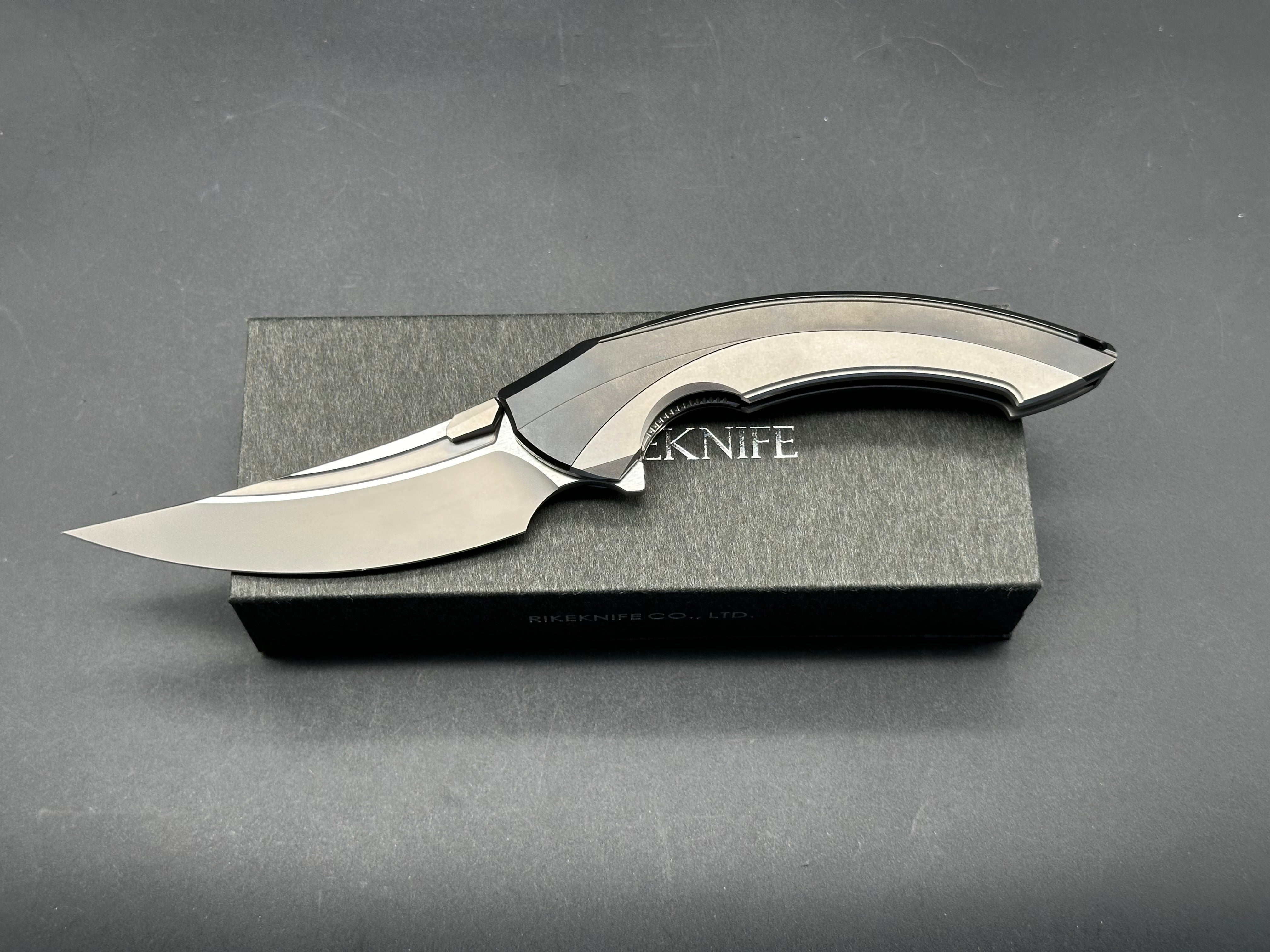 Premium Rike Knife Lamella V1 - Black DLC Titanium Handle & CPM 20CV Steel Blade - EDC Folding Pocket Knife for Outdoor, Camping, and Everyday Carry