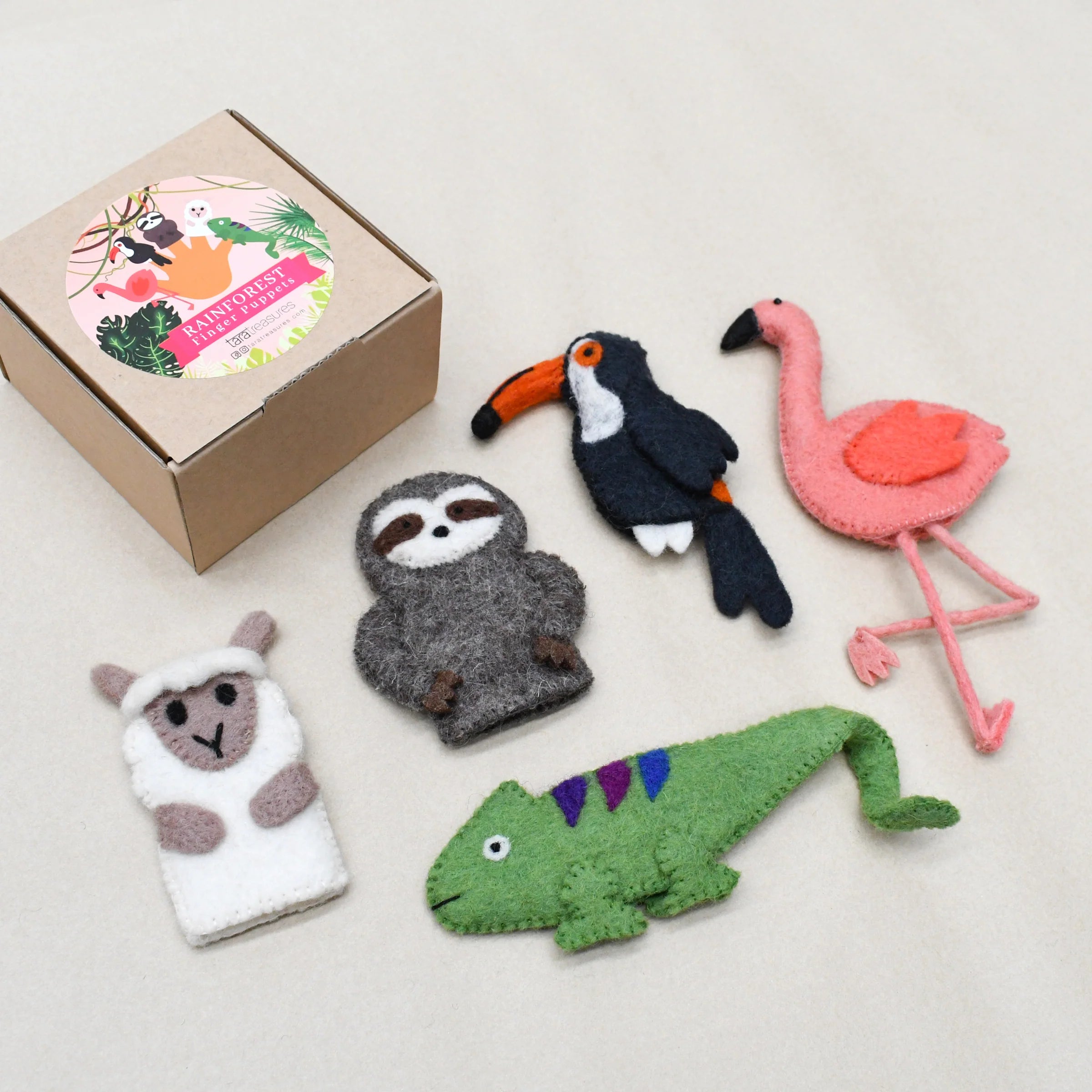 South American Rainforest Animal Felt Finger Puppets Set - 12 Piece Jungle Wildlife Toy for Kids, Perfect for Storytelling, Classroom Activities & Early Learning Play