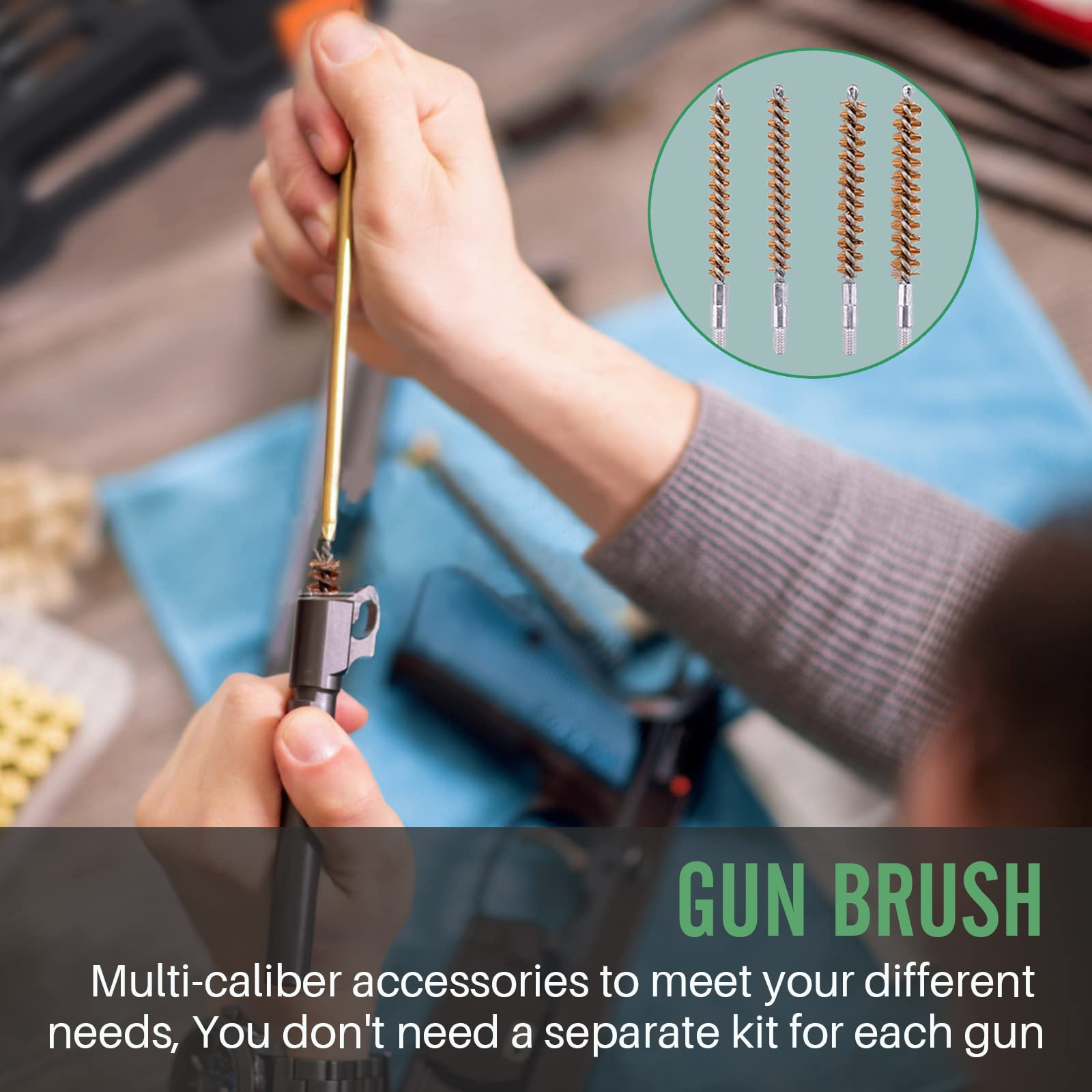 Universal Gun Cleaning Kit for Rifle, Pistol & Shotgun - Complete Gun Cleaning Supplies with Jags, Brushes & Mat - Lightweight Organized Carrying Case - Perfect for Hunting, Range Shooting & Firearm Maintenance
