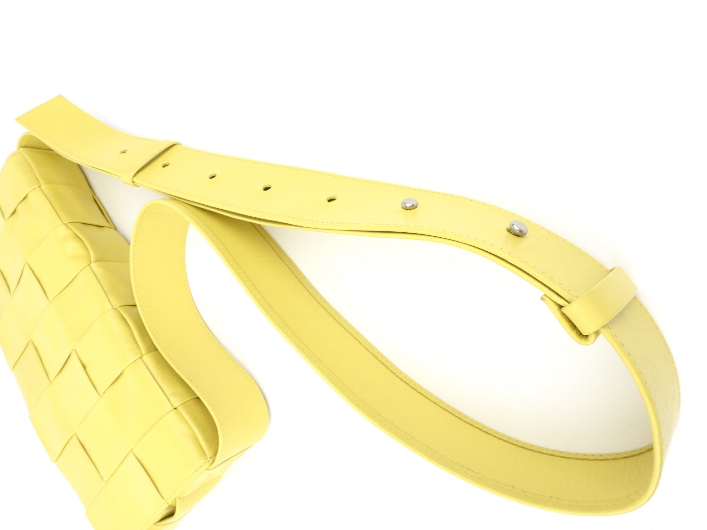 Bottega Veneta Yellow Shiny Leather Intrecciato Crossbody Shoulder Bag for Women | Luxury Designer Handbag for Everyday Use, Parties & Travel