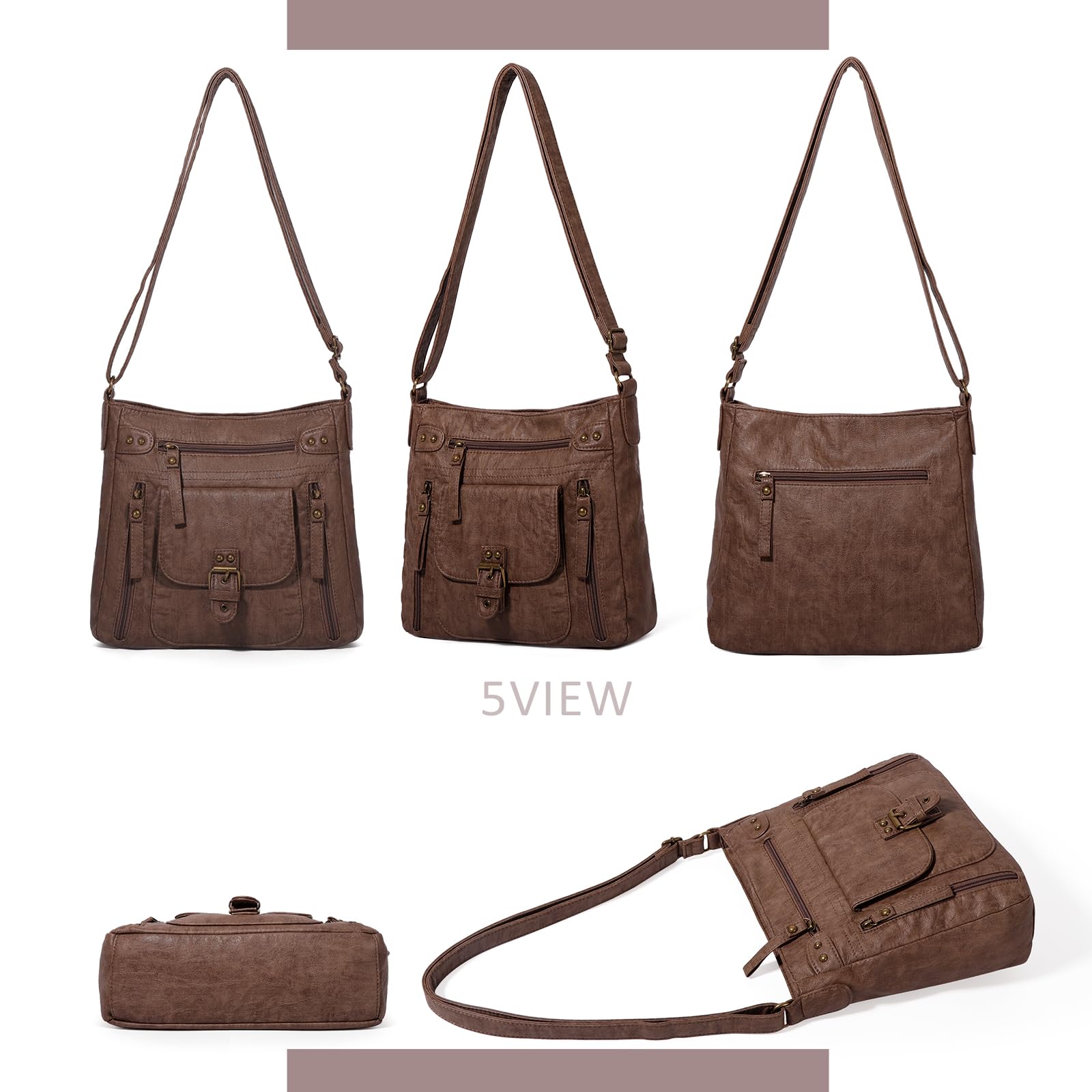 KL928 Women's Crossbody Bag with Multiple Pockets - Medium PU Leather Shoulder Purse for Everyday Use, Travel & Shopping